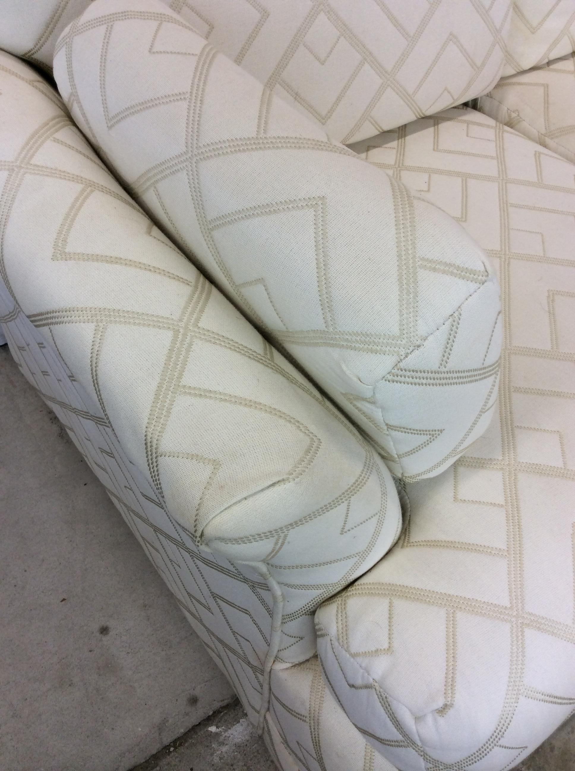 Post Modern Three Seater Sofa with Vintage Uphosltery For Sale 4