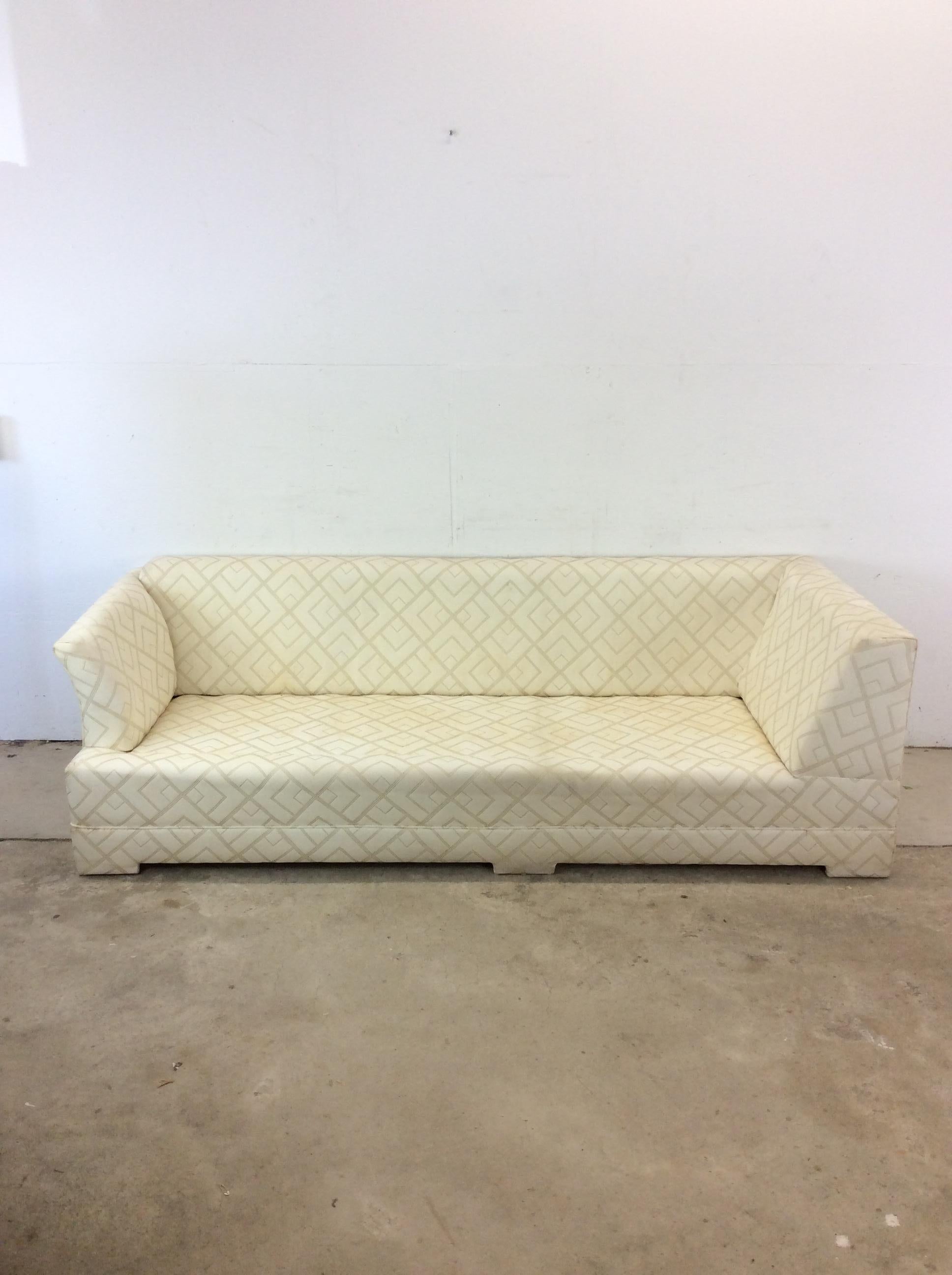 Post Modern Three Seater Sofa with Vintage Uphosltery For Sale 6