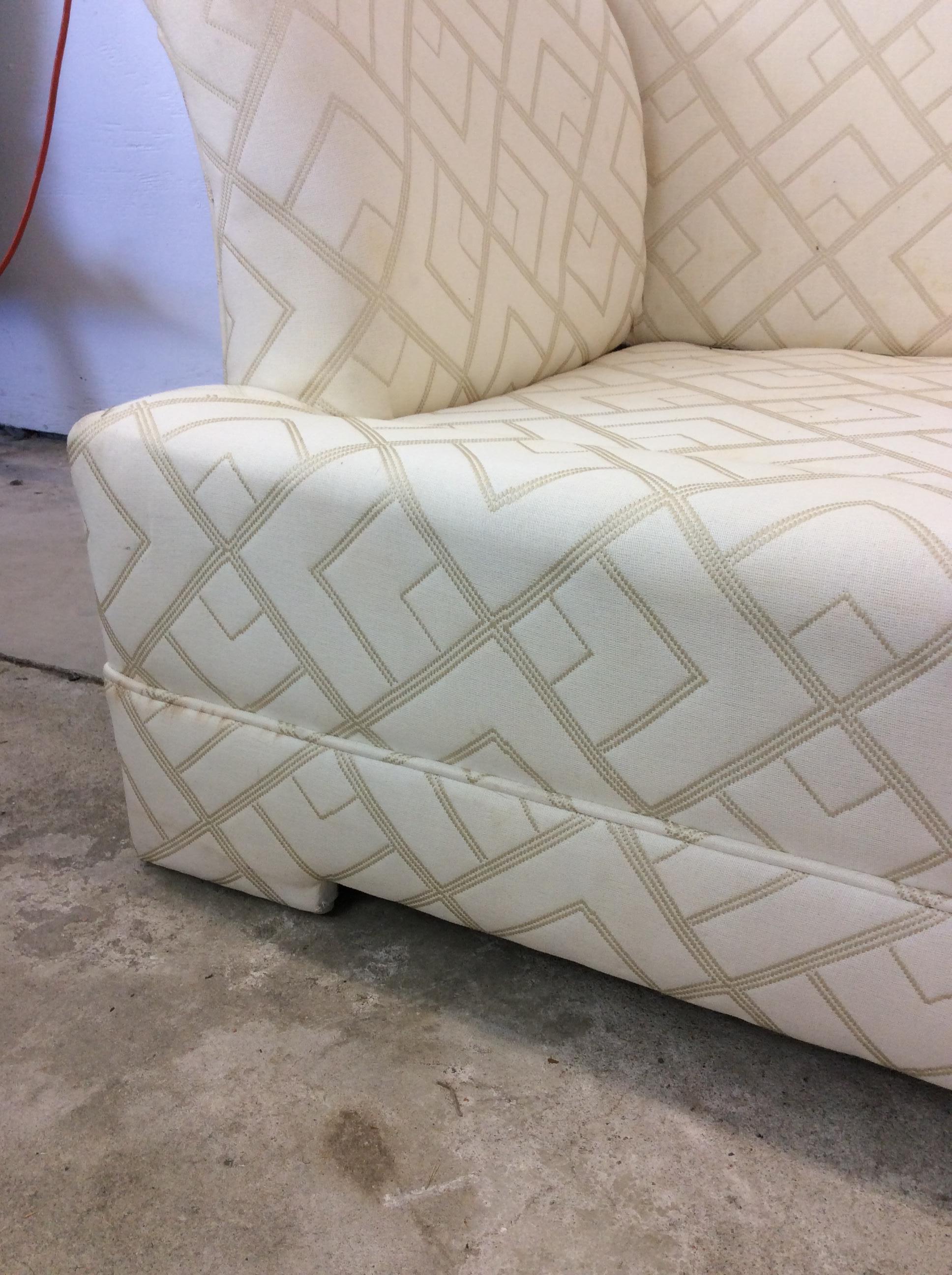 Post Modern Three Seater Sofa with Vintage Uphosltery For Sale 7