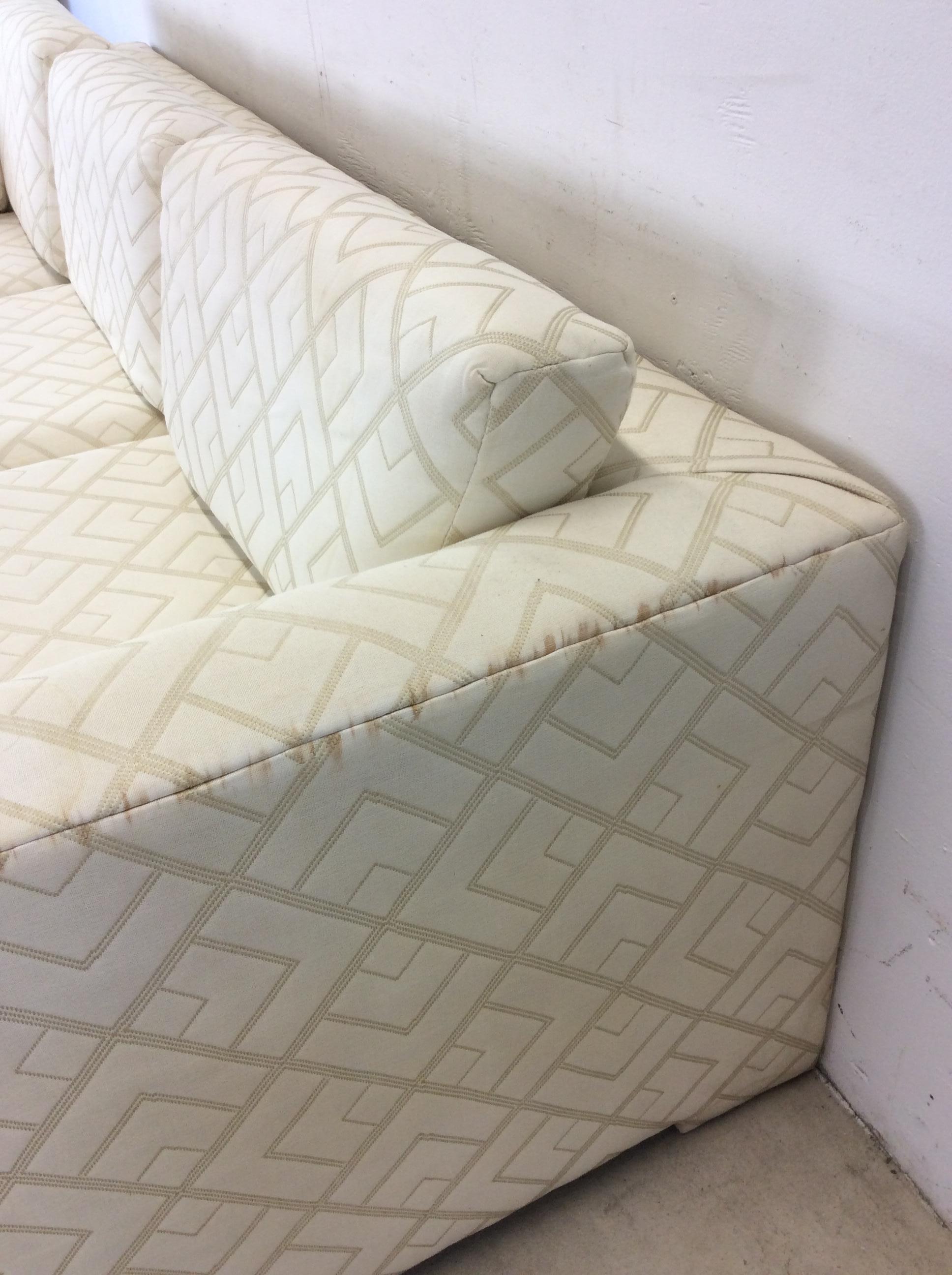 Post Modern Three Seater Sofa with Vintage Uphosltery For Sale 1
