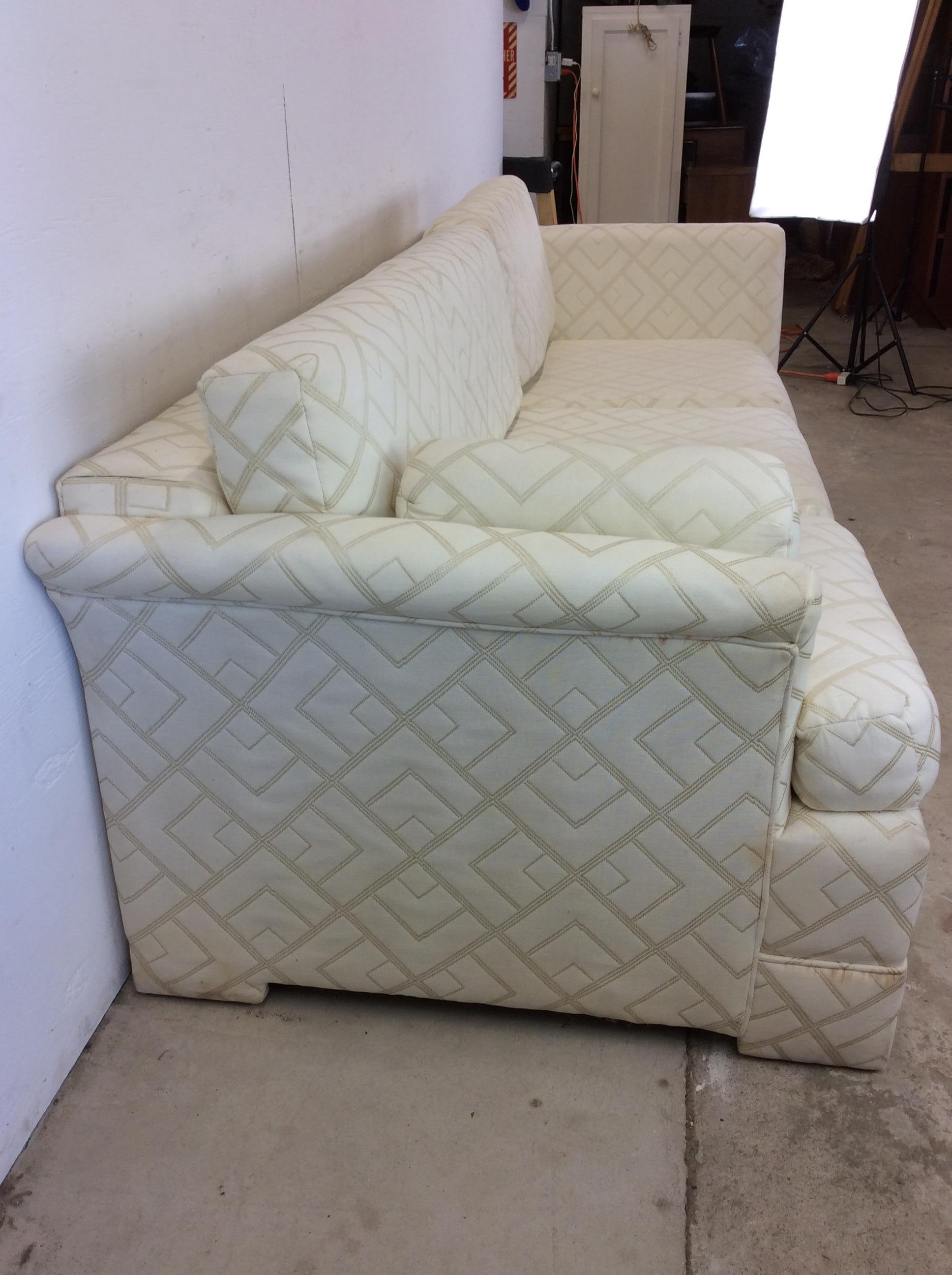 Post Modern Three Seater Sofa with Vintage Uphosltery For Sale 2