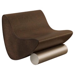 Post-Modern Tobacco Leather & Chrome ‘Vanguard’ Lounge Chair