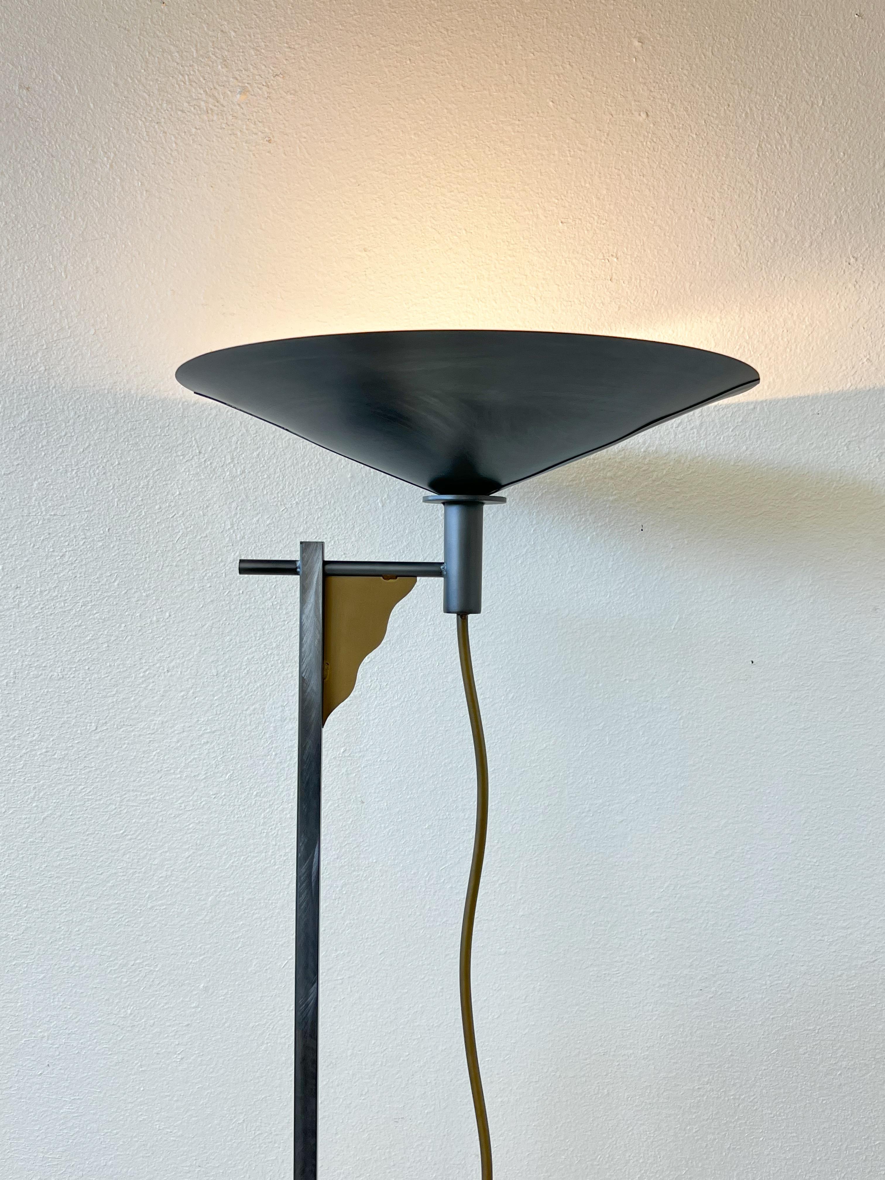 Brushed Post-Modern Torchiere Floor Lamp by Kovacs For Sale