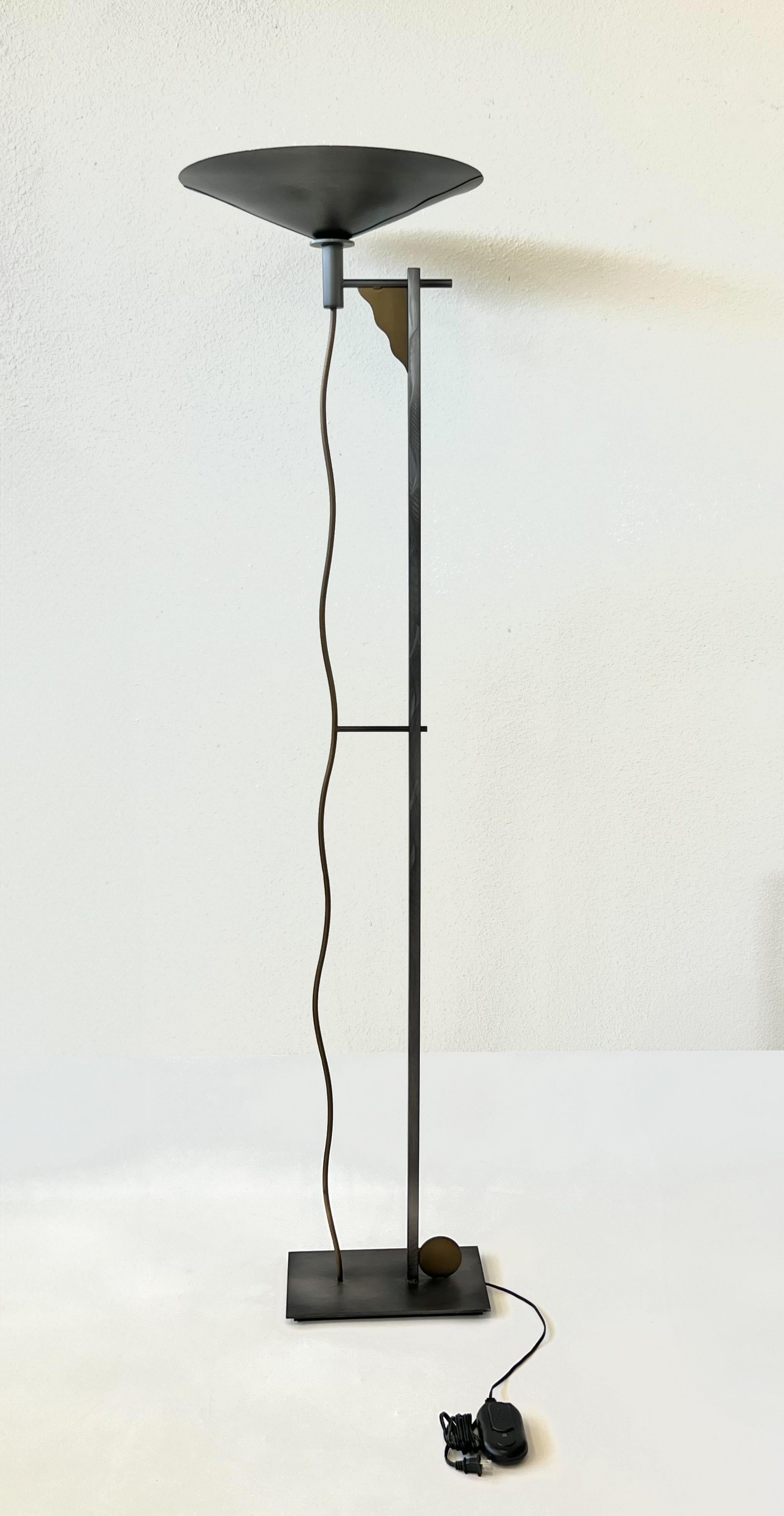 Steel Post-Modern Torchiere Floor Lamp by Kovacs For Sale