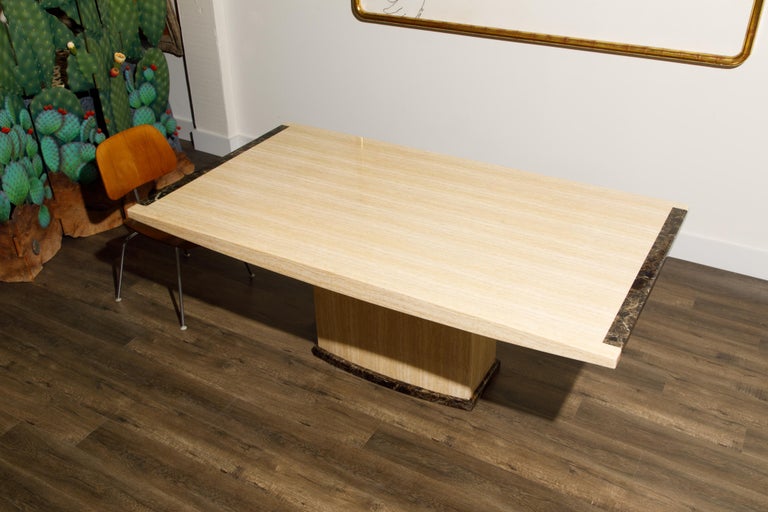 Post-Modern Travertine and Marble Dining Table, circa 1990s For Sale 4