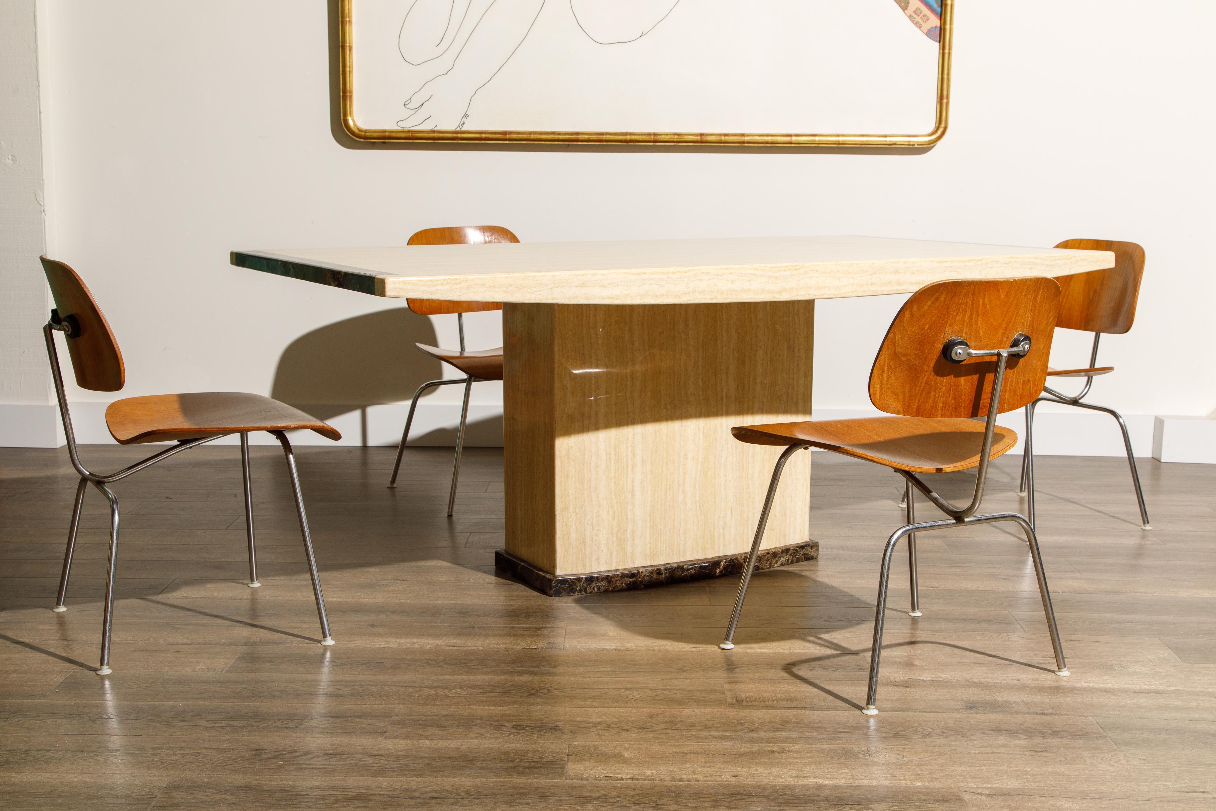 Post-Modern Travertine and Marble Dining Table, circa 1990s 4