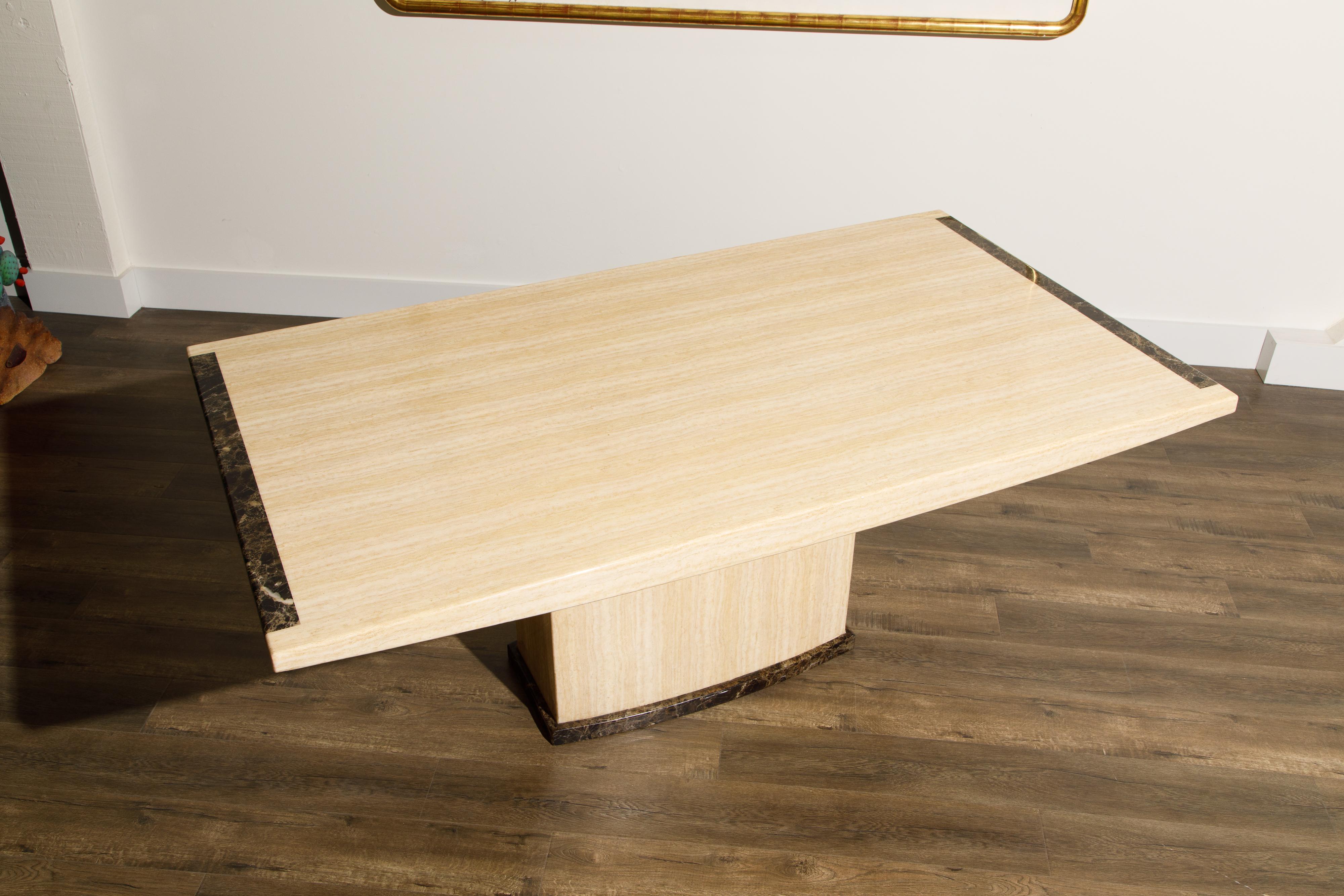 Post-Modern Travertine and Marble Dining Table, circa 1990s 6