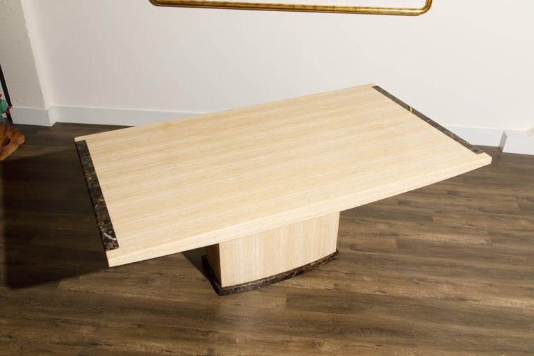 Post-Modern Travertine and Marble Dining Table, circa 1990s For Sale 7