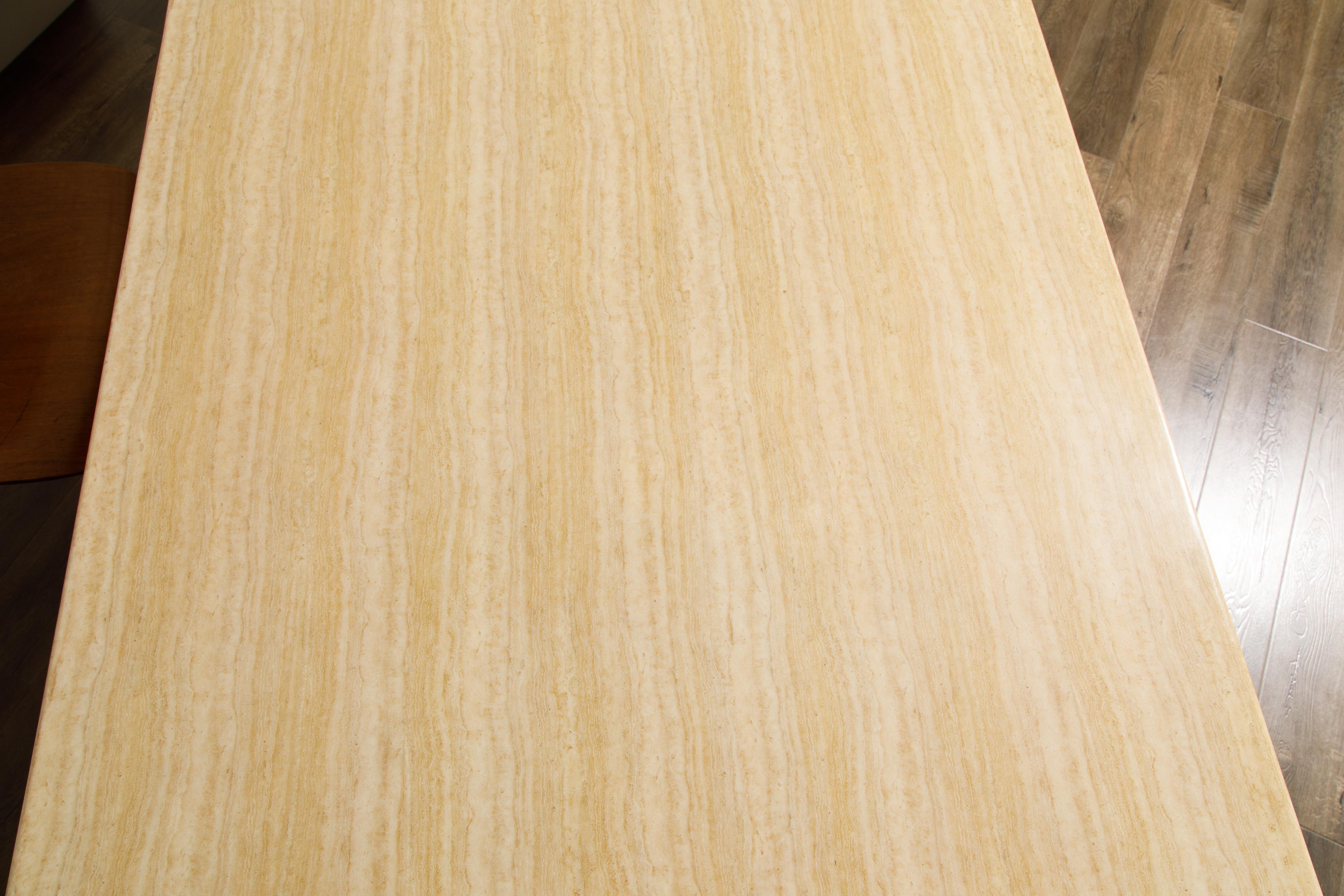 Post-Modern Travertine and Marble Dining Table, circa 1990s 8