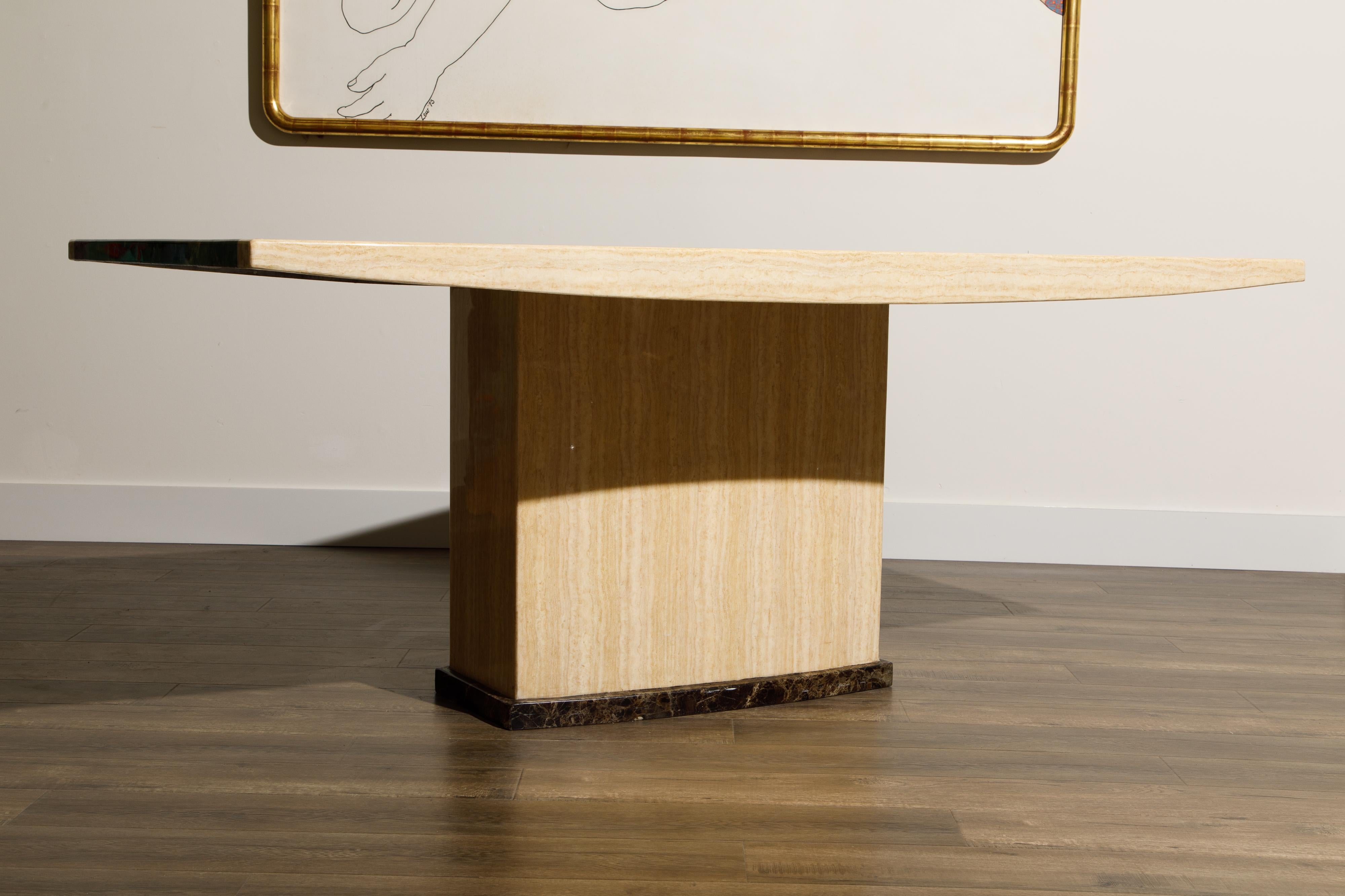 Post-Modern Travertine and Marble Dining Table, circa 1990s 10