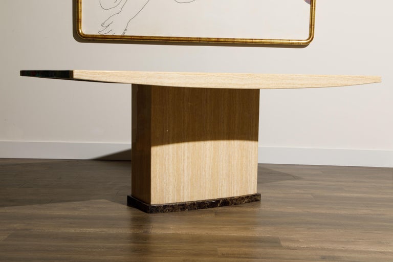 Post-Modern Travertine and Marble Dining Table, circa 1990s For Sale 11