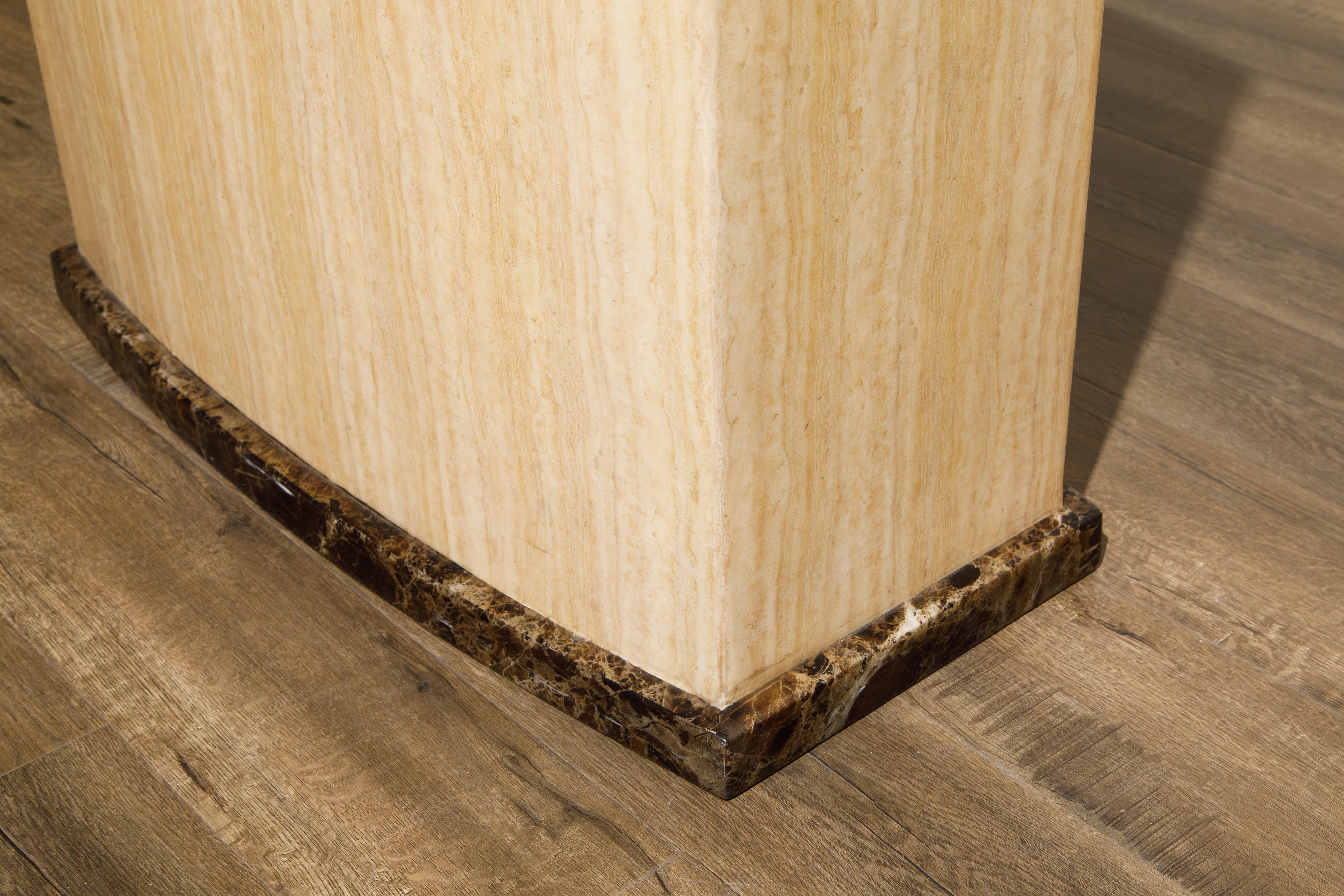 Post-Modern Travertine and Marble Dining Table, circa 1990s 11