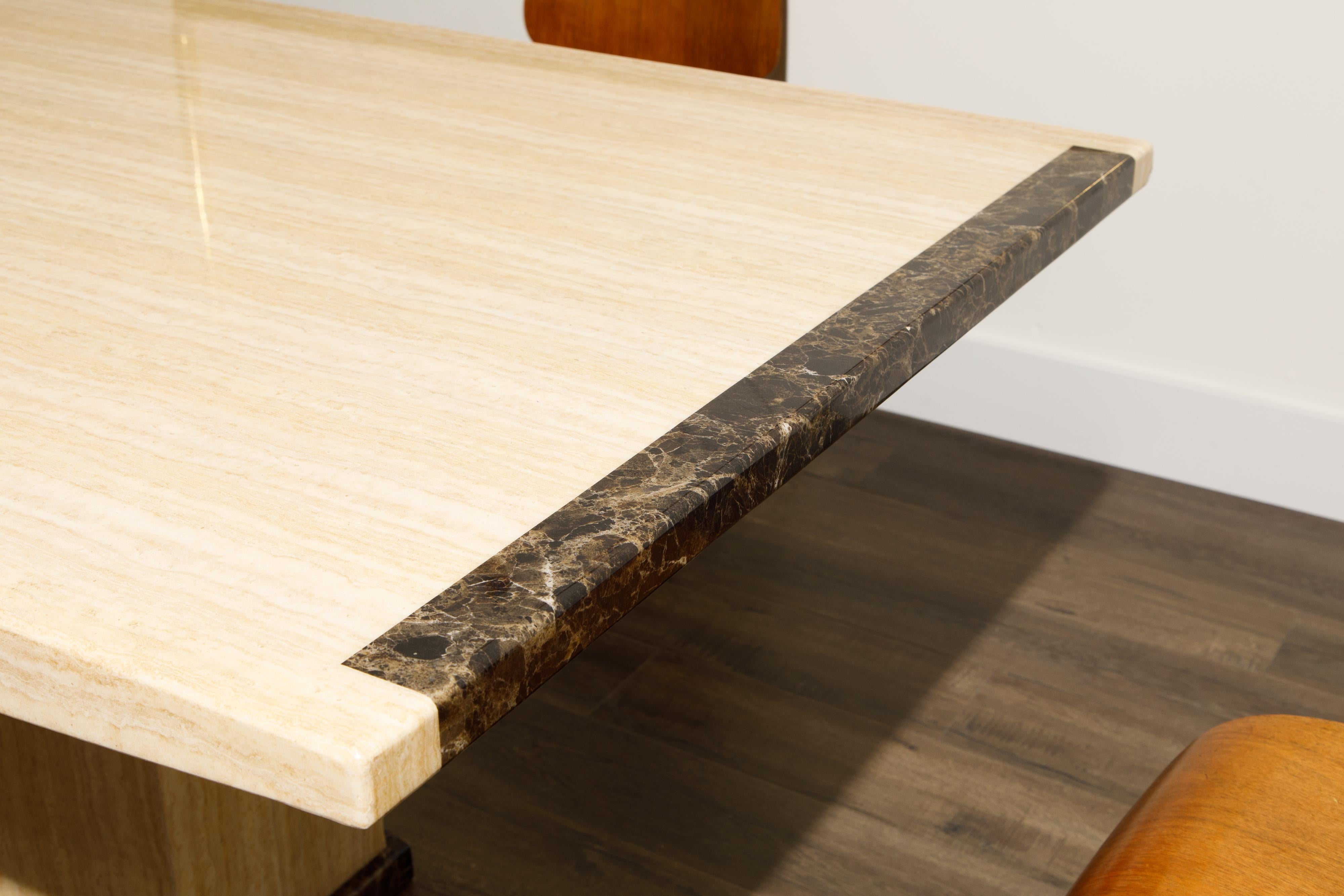Late 20th Century Post-Modern Travertine and Marble Dining Table, circa 1990s