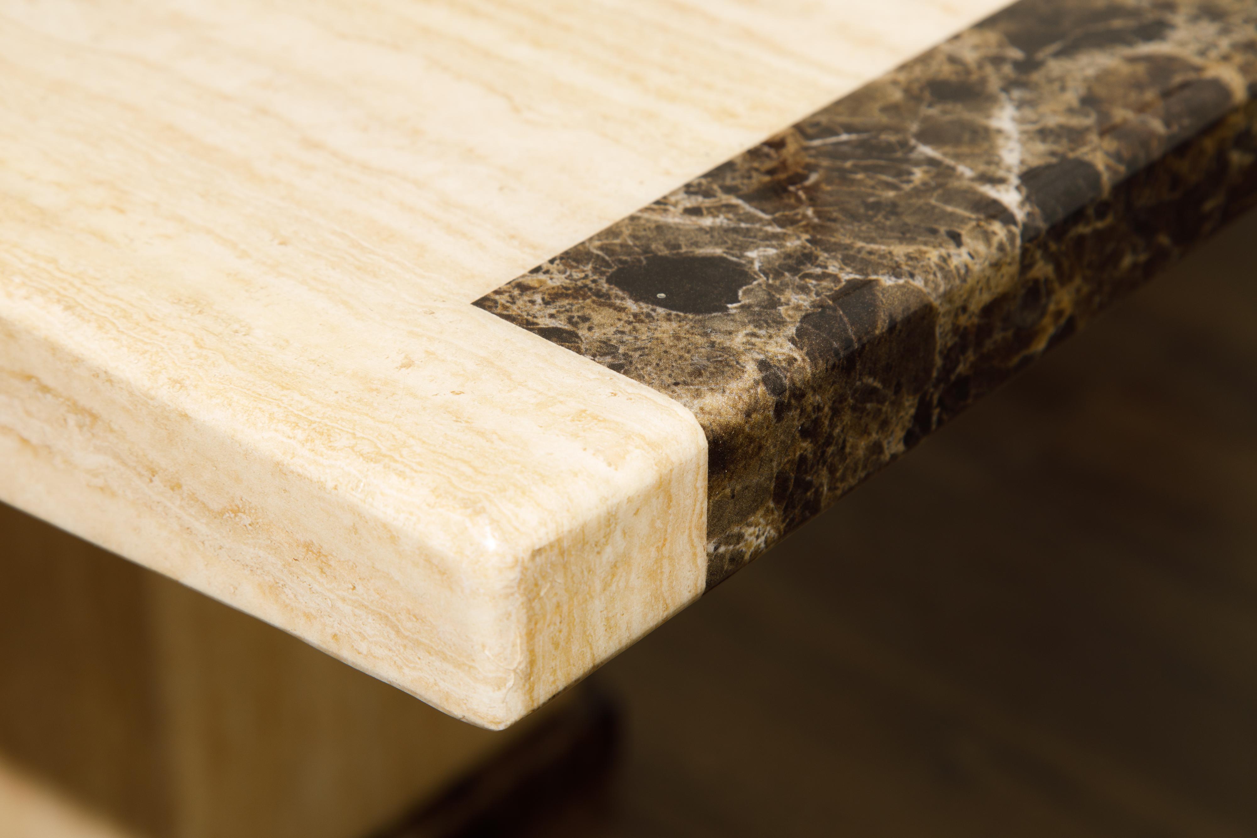 Post-Modern Travertine and Marble Dining Table, circa 1990s 1