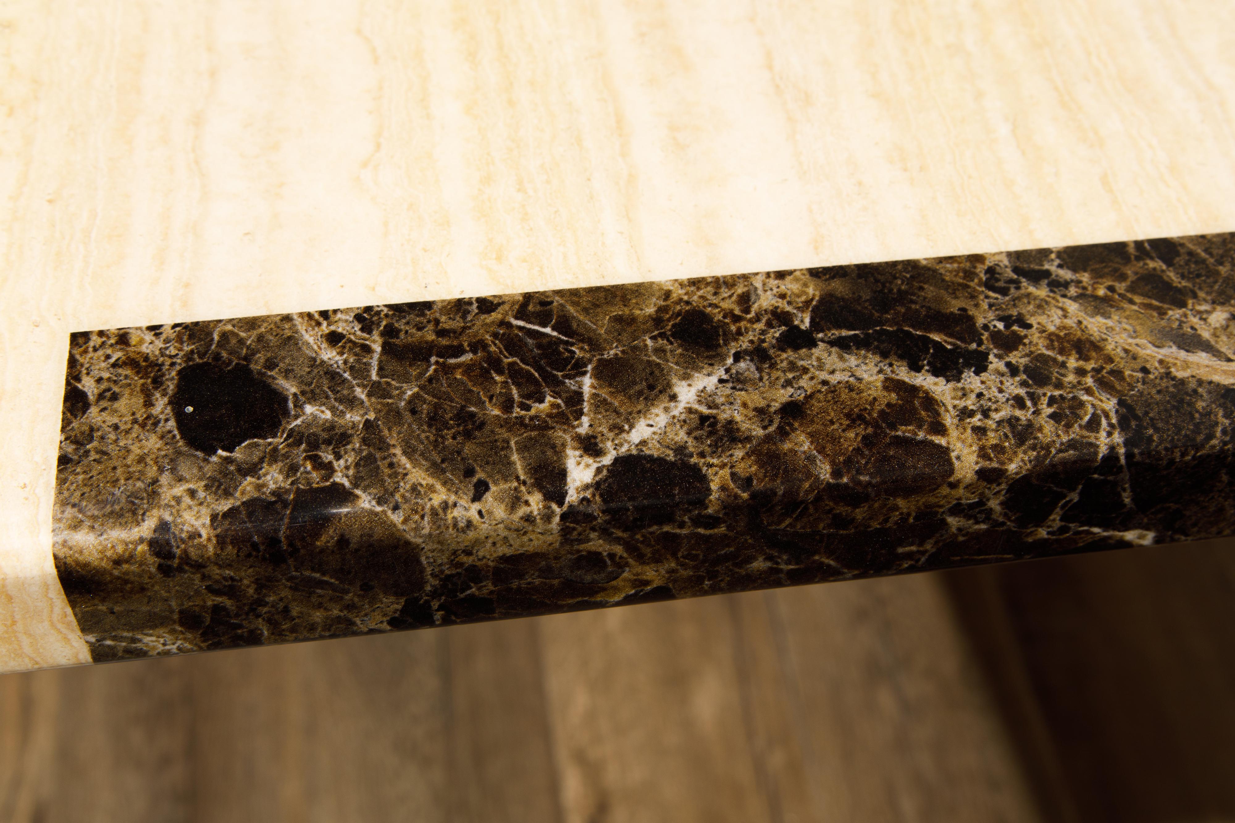 Post-Modern Travertine and Marble Dining Table, circa 1990s 2