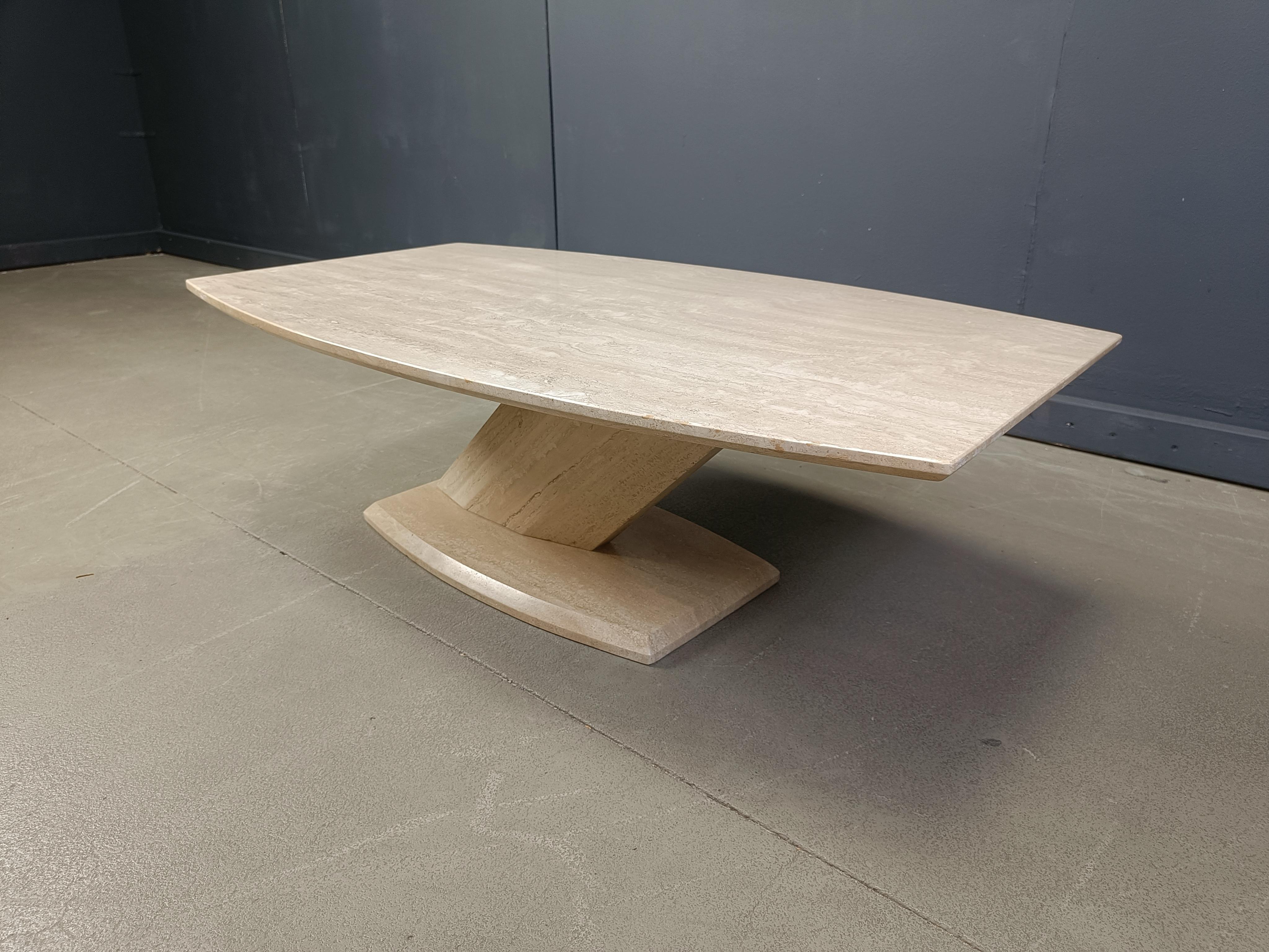 Late 20th Century Post modern travertine coffee table, 1980s For Sale
