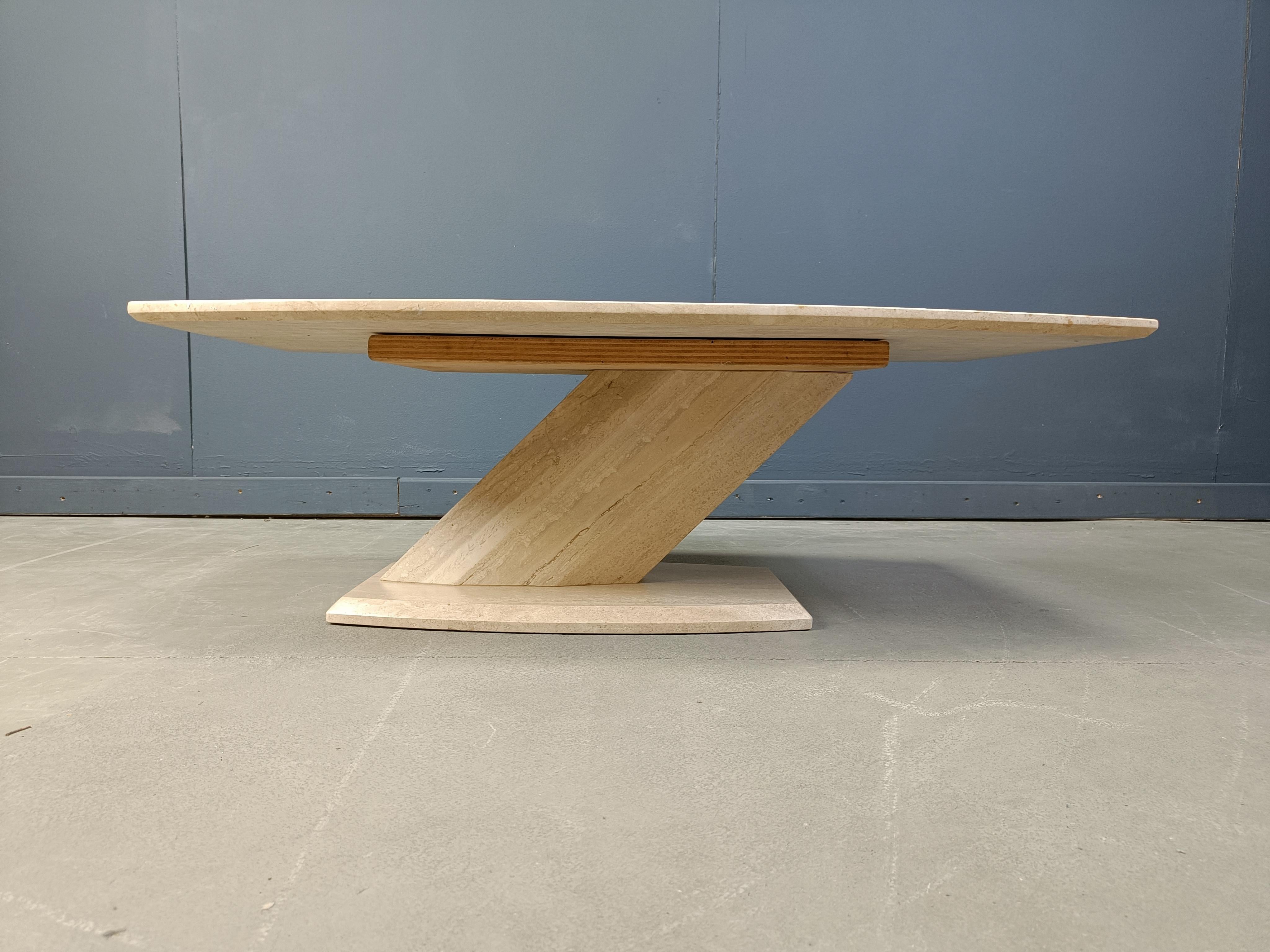 Travertine Post modern travertine coffee table, 1980s For Sale