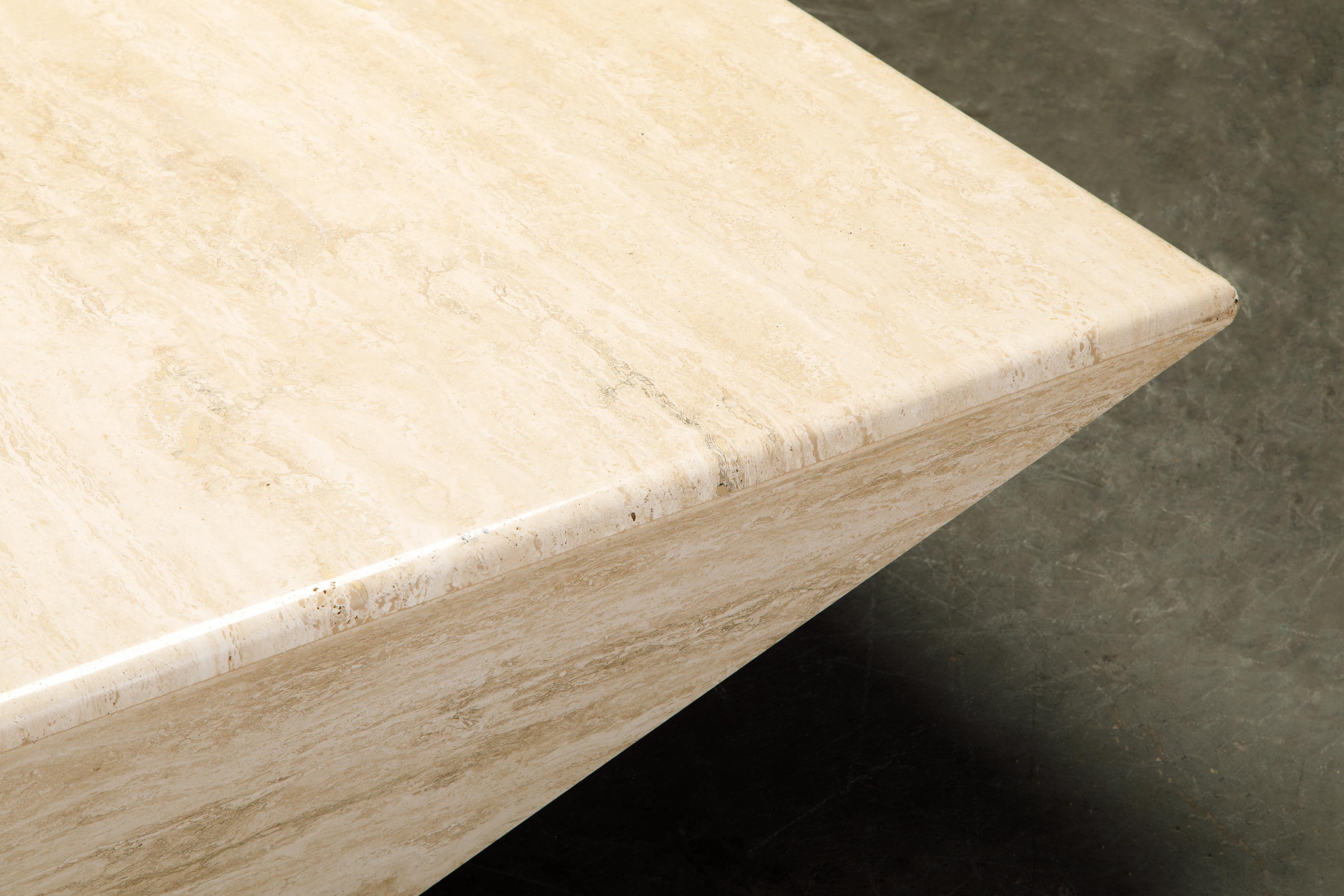 Post-Modern Travertine Coffee Table with Unique Triangular Legs, circa 1980s 5
