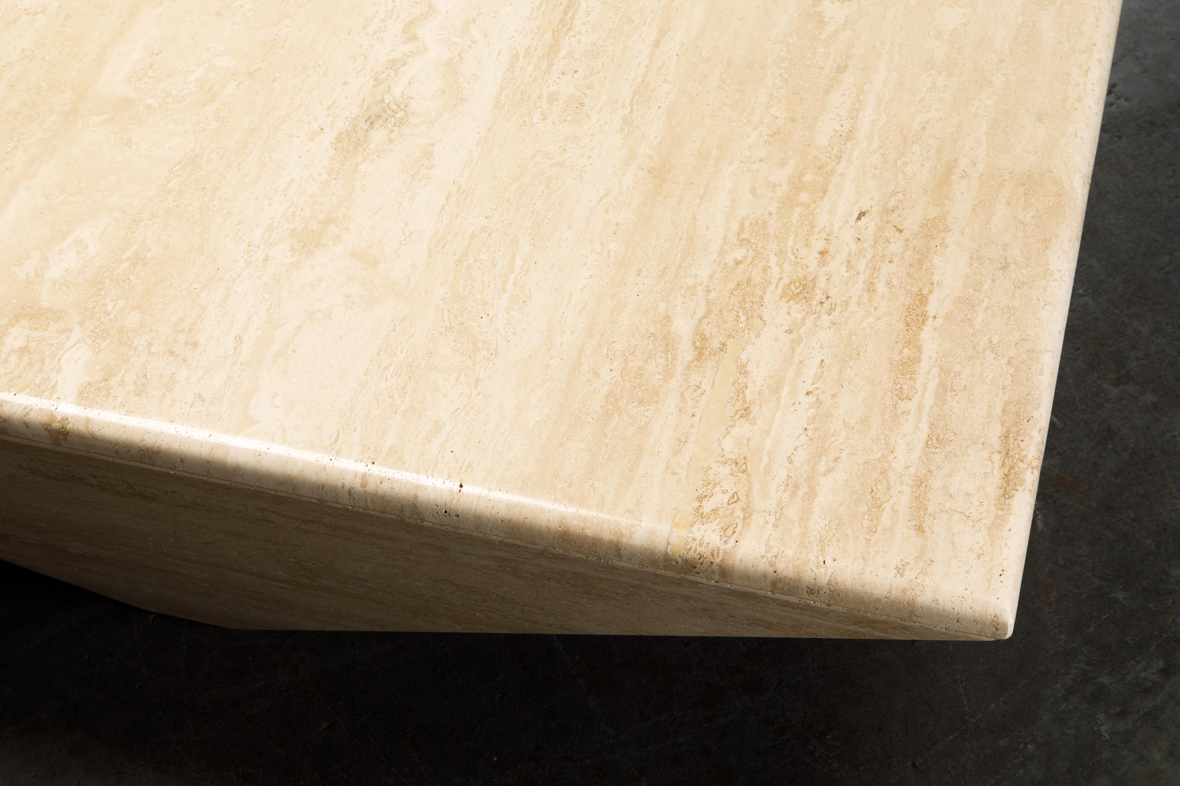 Post-Modern Travertine Coffee Table with Unique Triangular Legs, circa 1980s 6