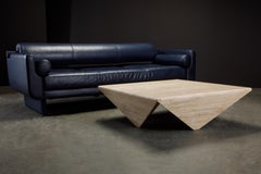 Post-Modern Travertine Coffee Table with Unique Triangular Legs, circa 1980s