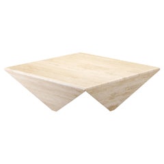 Post-Modern Travertine Coffee Table with Unique Triangular Legs, circa 1980s