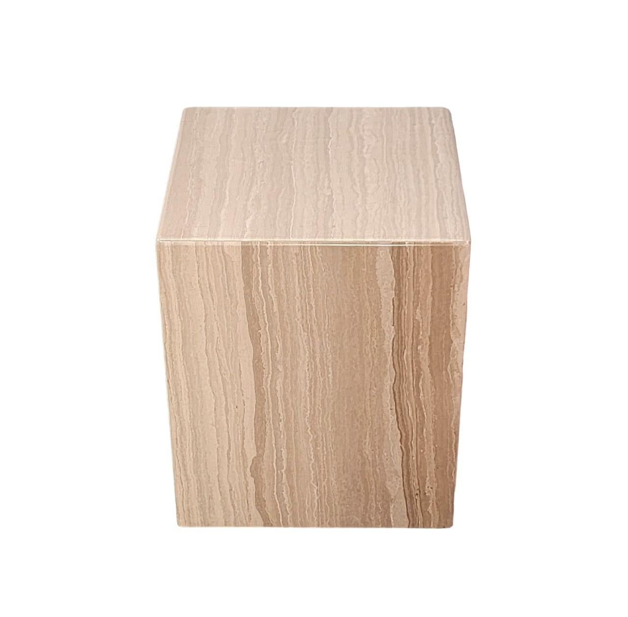Post-Modern Travertine Cube Side Tables For Sale 4
