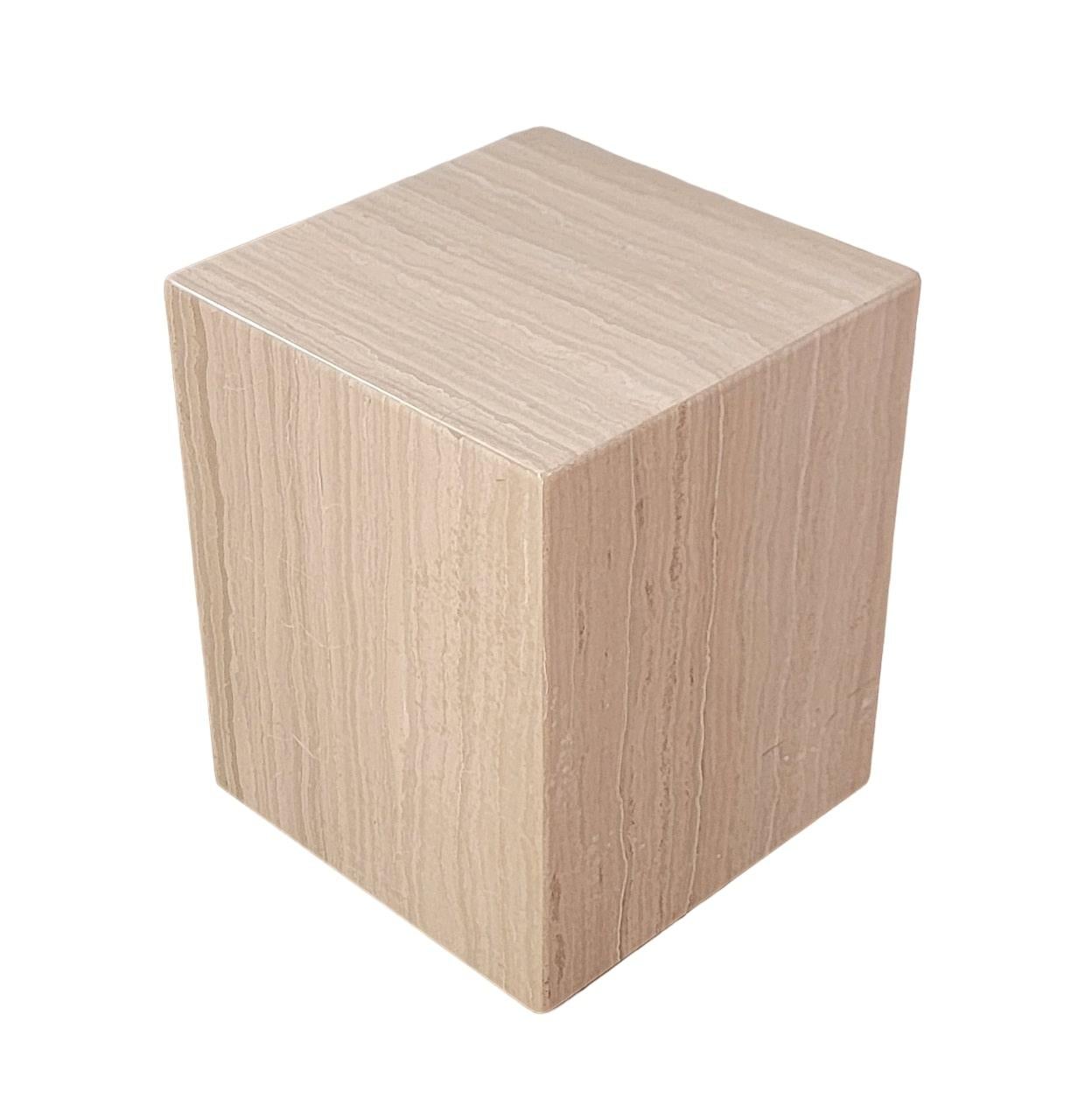 Post-Modern Travertine Cube Side Tables For Sale 6