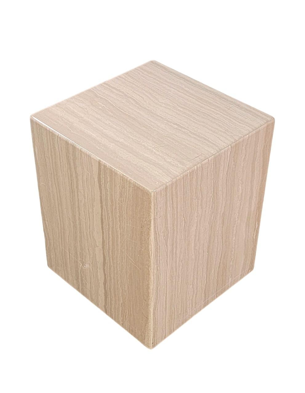 Post-Modern Travertine Cube Side Tables For Sale 7