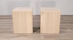 Post-Modern Travertine Cube Side Tables