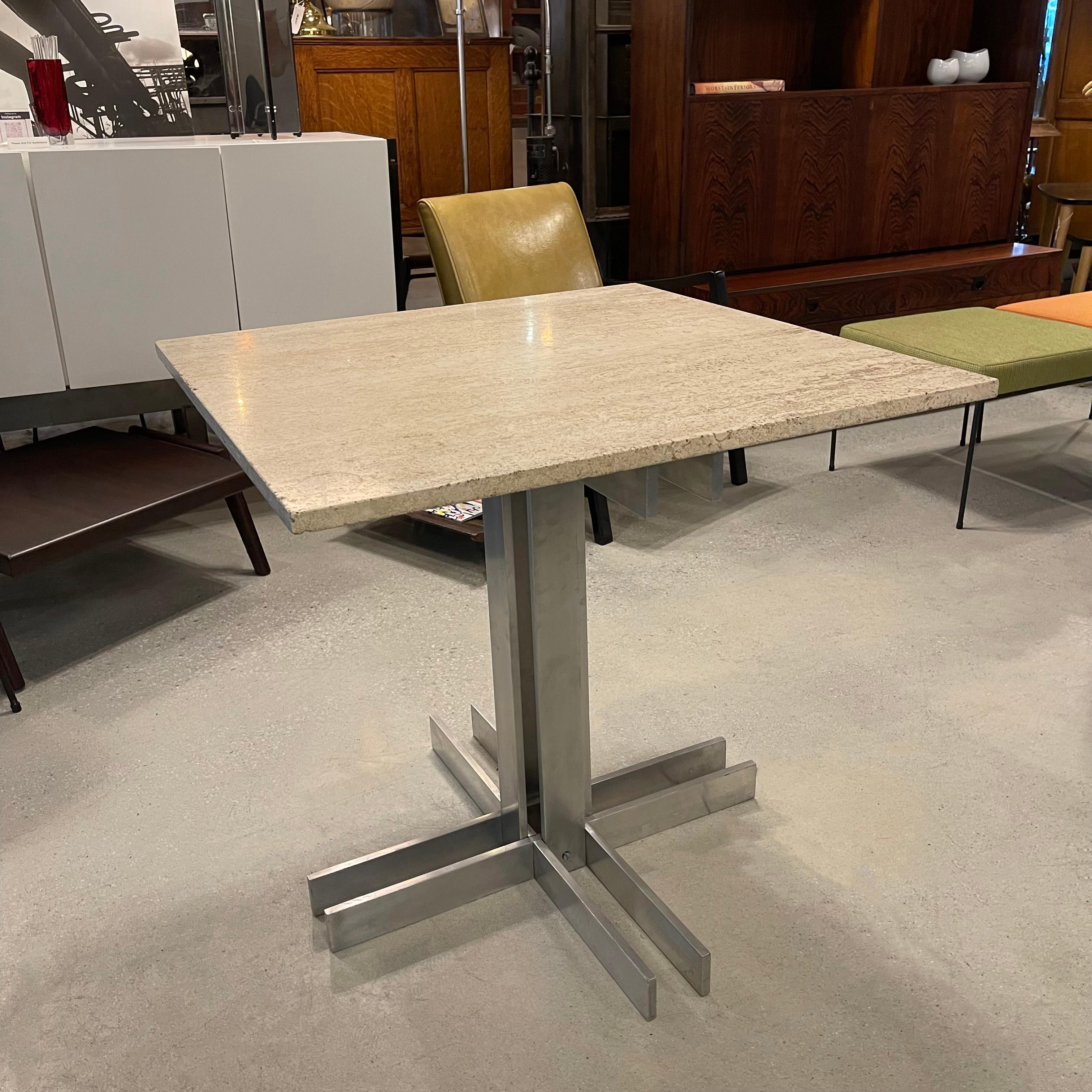 Post-Modern Post Modern Travertine Dining Cafe Table For Sale