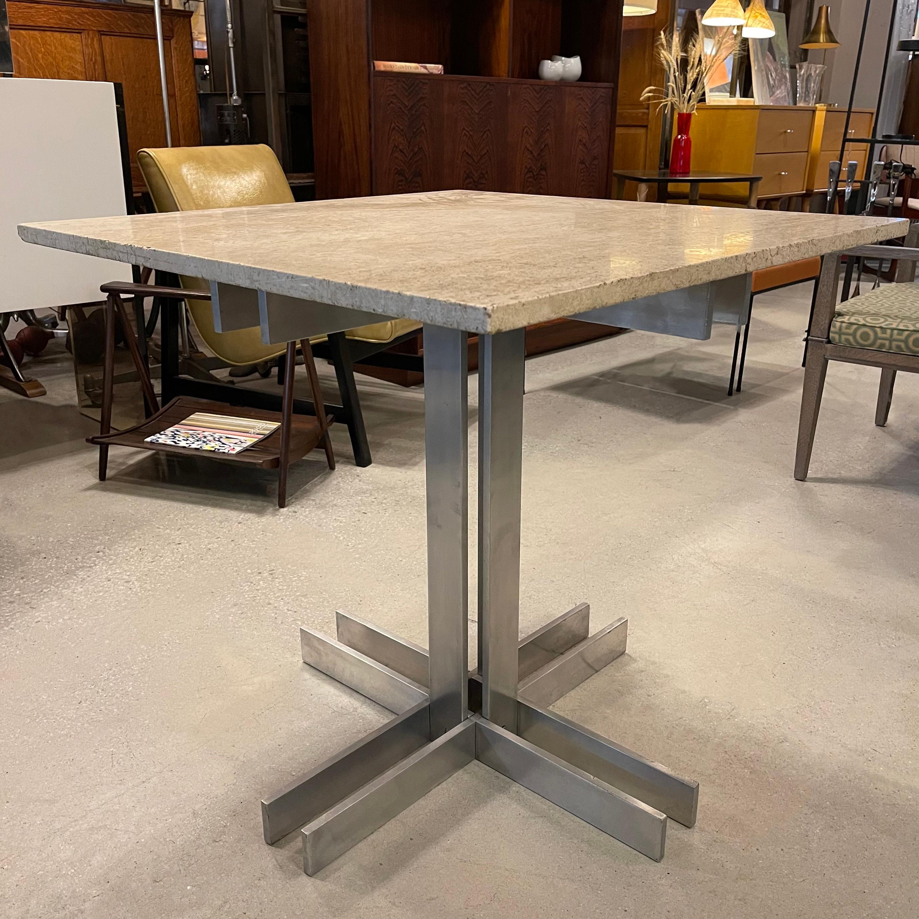 Post Modern Travertine Dining Cafe Table In Good Condition For Sale In Brooklyn, NY