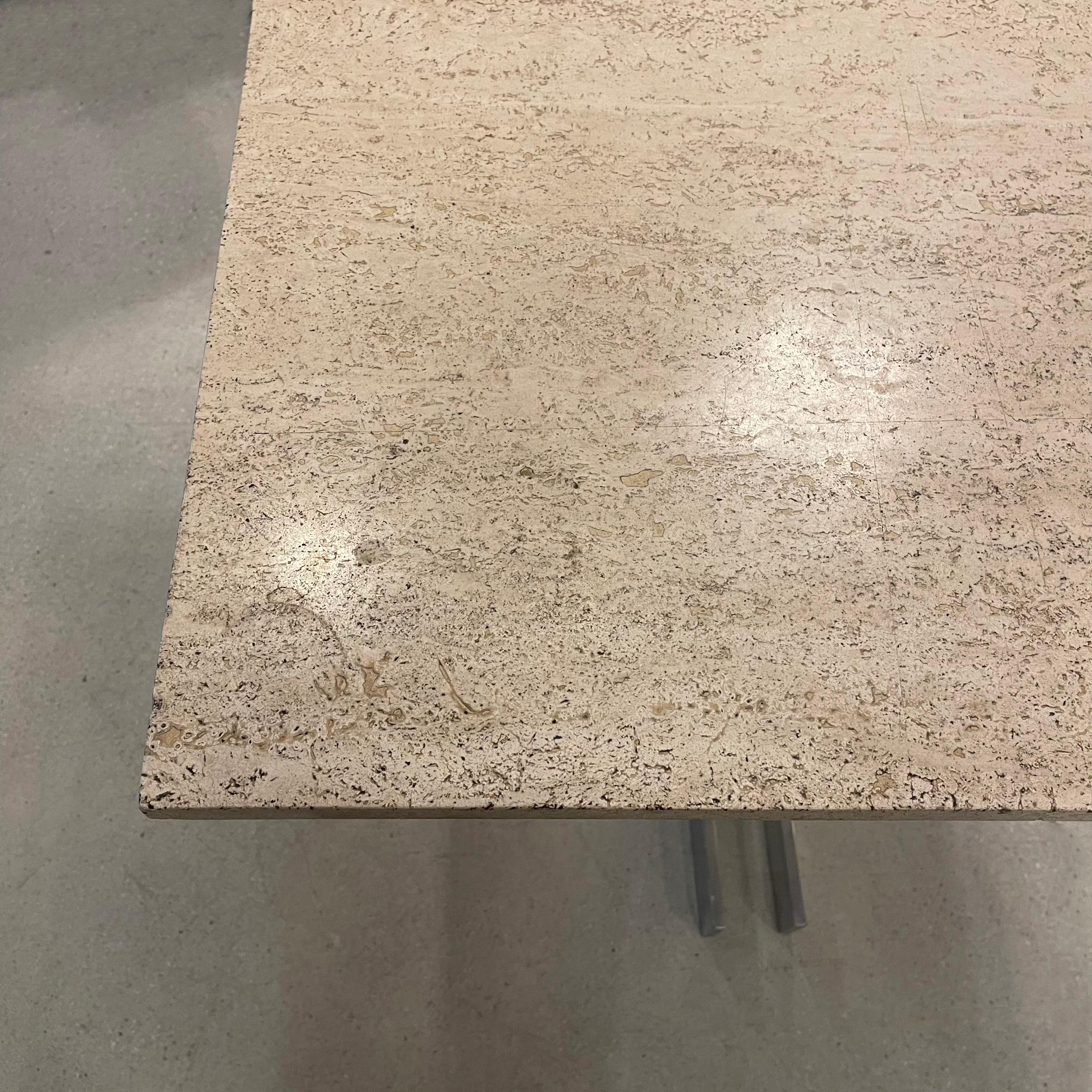 Post Modern Travertine Dining Cafe Table For Sale 2