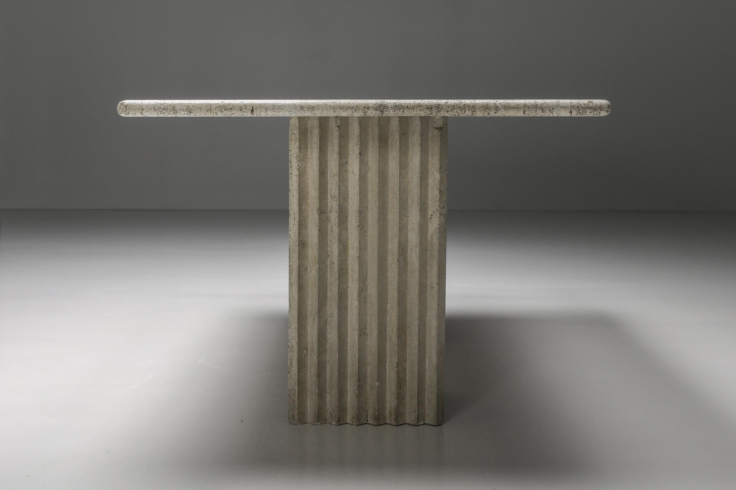 Post-Modern Travertine Dining Table in the Style of Scarpa, Mangiarotti, 1970's For Sale 2