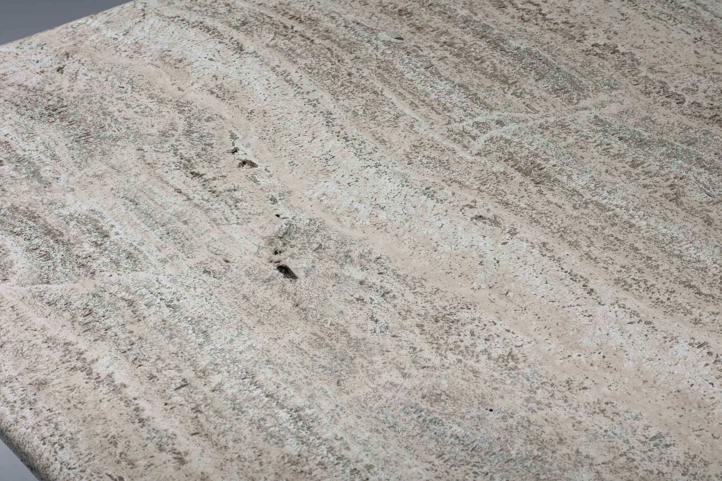 Post-Modern Travertine Dining Table in the Style of Scarpa, Mangiarotti, 1970's For Sale 3