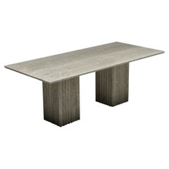 Post-Modern Travertine Dining Table in the Style of Scarpa, Mangiarotti, 1970's