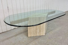 Post Modern Travertine Glass Top Coffee Table