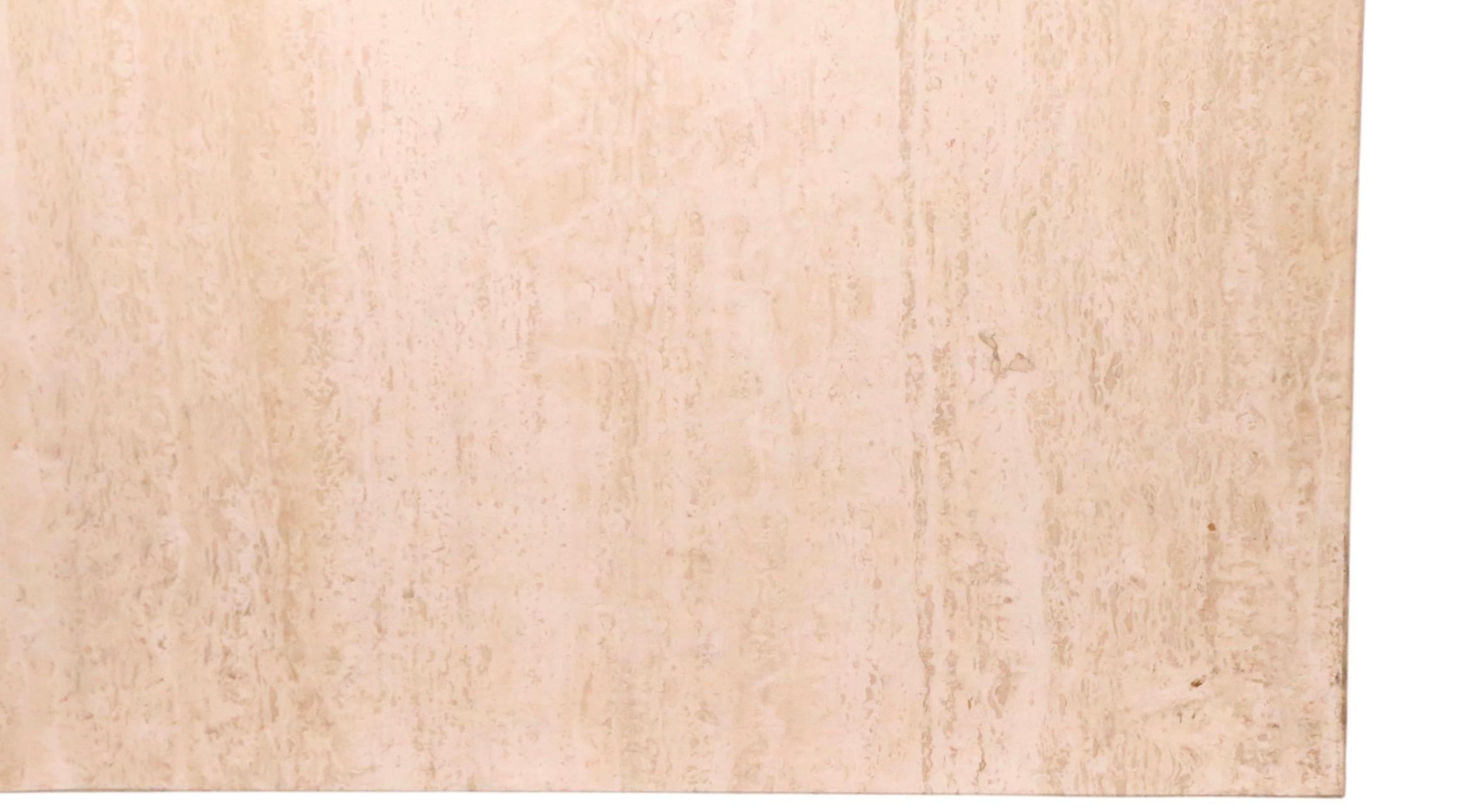 Post Modern Travertine Marble Pedestal Dining Table Made in Italy c. 1970's For Sale 4