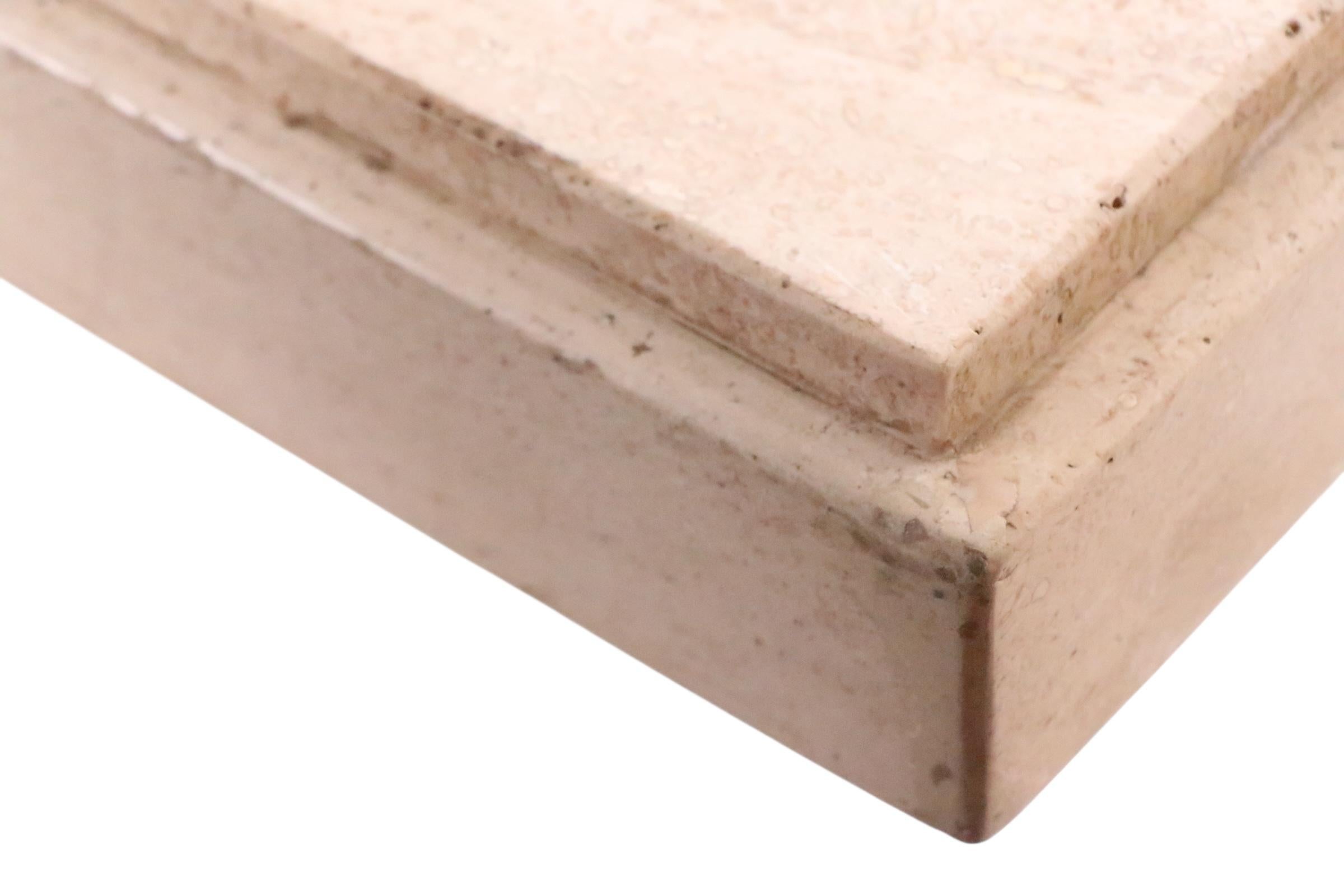 Post Modern Travertine Marble Pedestal Dining Table Made in Italy c. 1970's For Sale 7