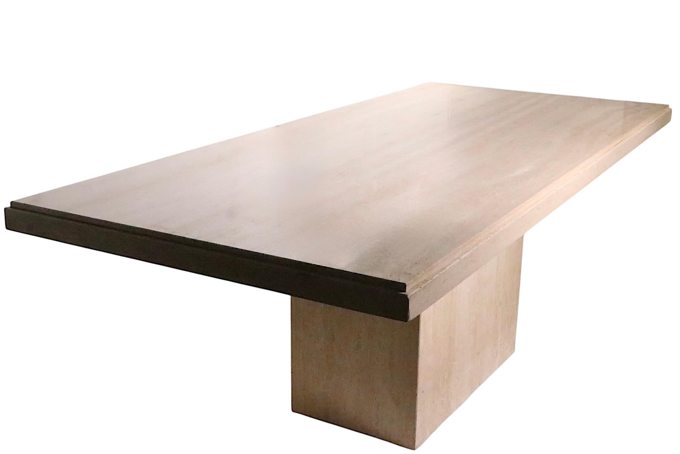 Post-Modern Post Modern Travertine Marble Pedestal Dining Table Made in Italy c. 1970's For Sale