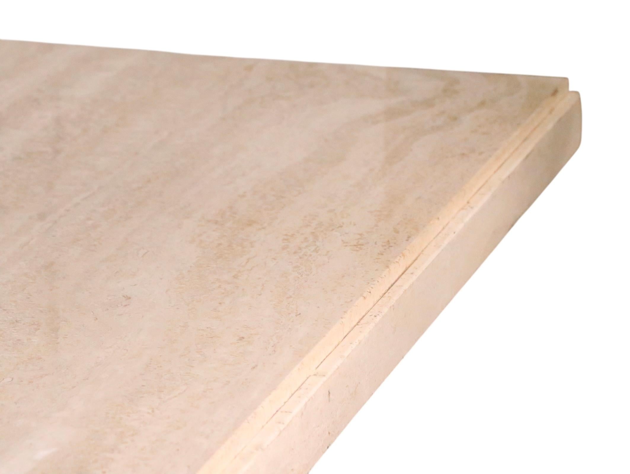 Post Modern Travertine Marble Pedestal Dining Table Made in Italy c. 1970's For Sale 1