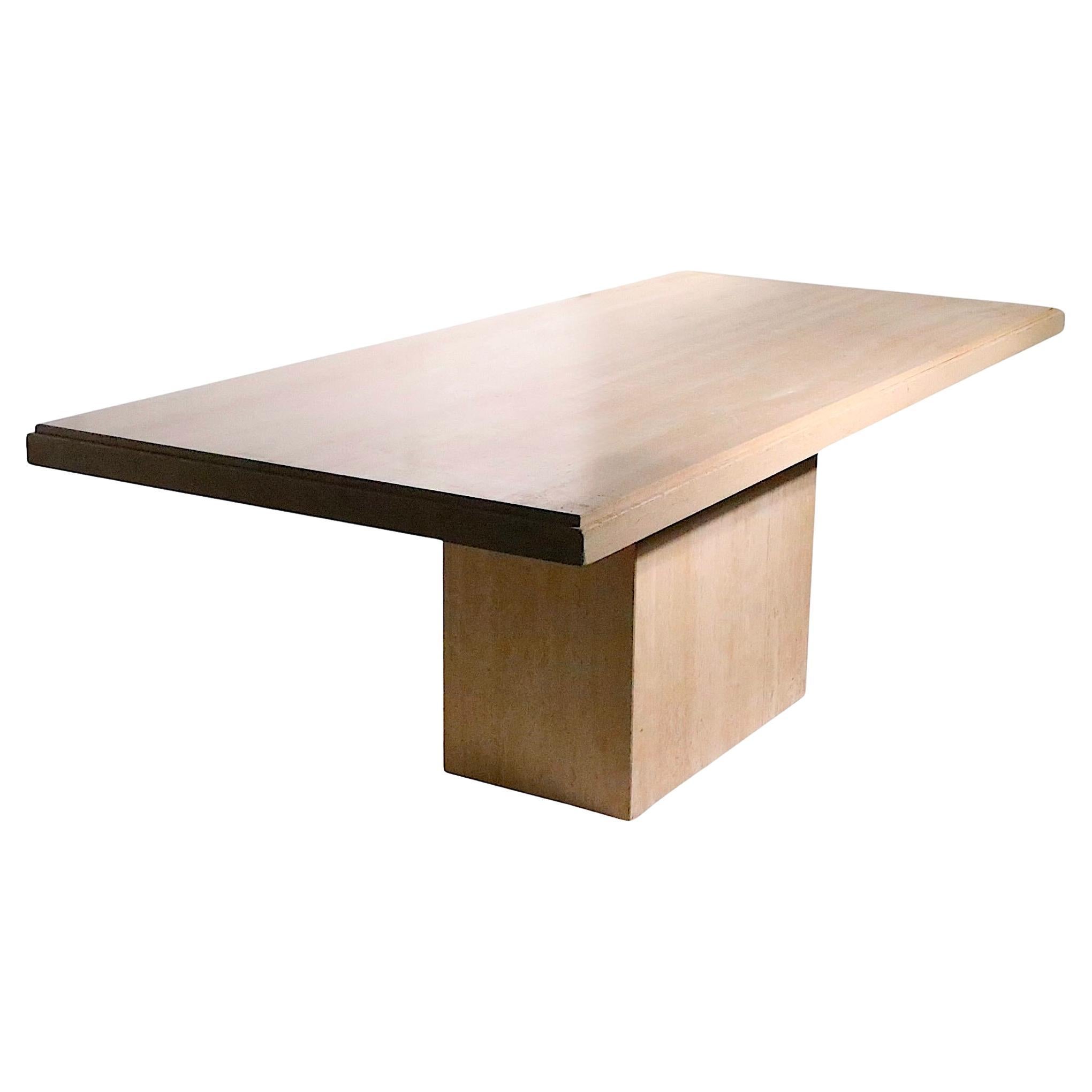 Post Modern Travertine Marble Pedestal Dining Table Made in Italy c. 1970's