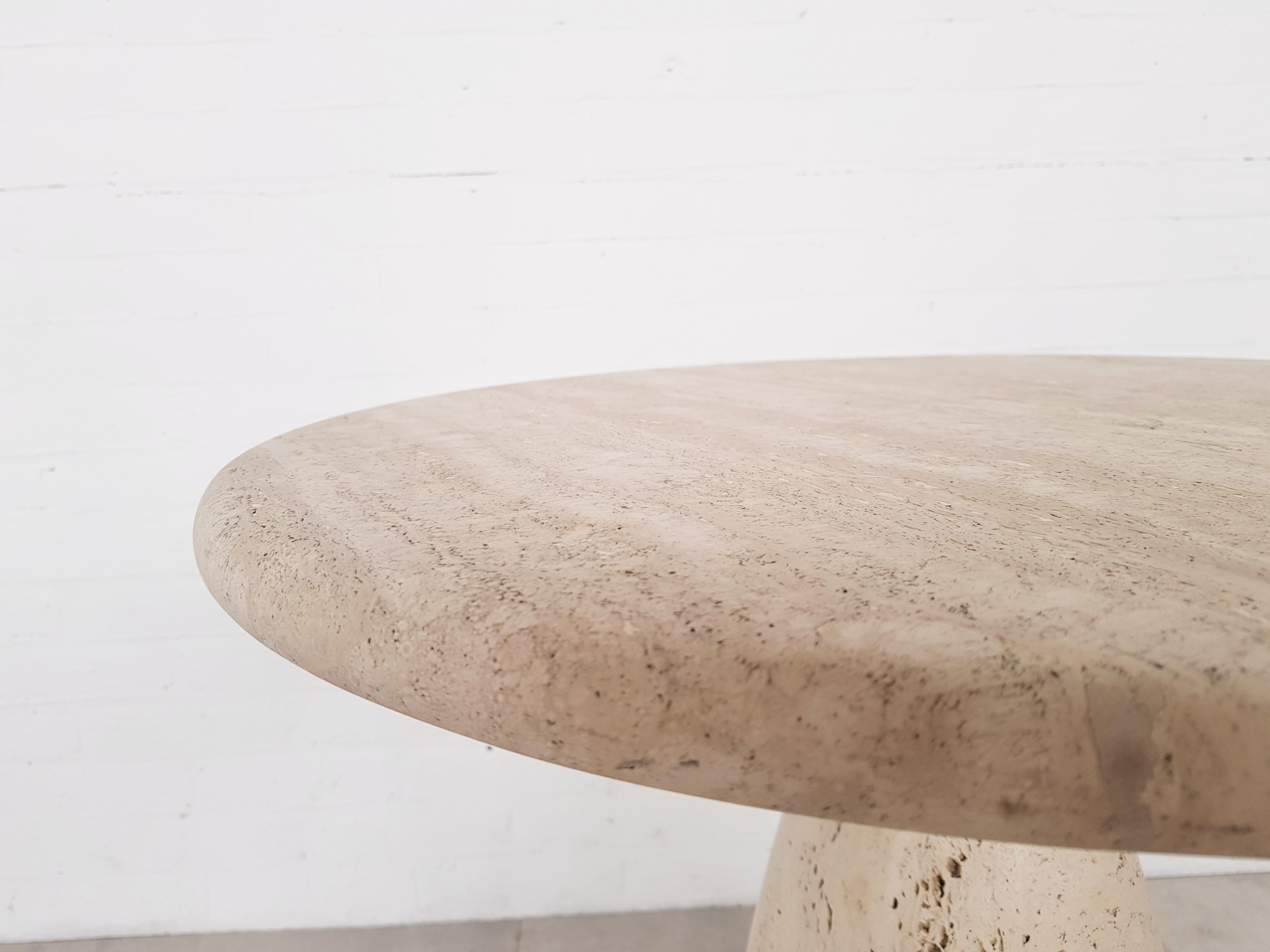 European Postmodern Travertine Occasional Table by Peter Draenert