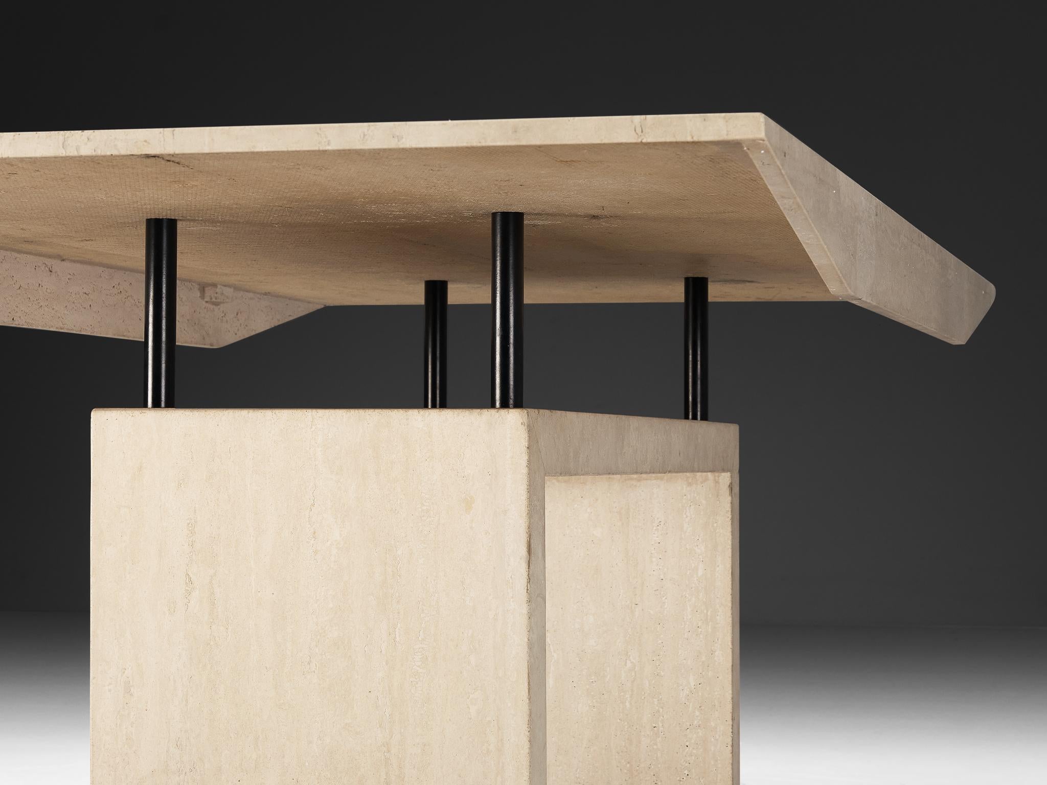Post-Modern Travertine Rectangular Dining Table from Italy 4