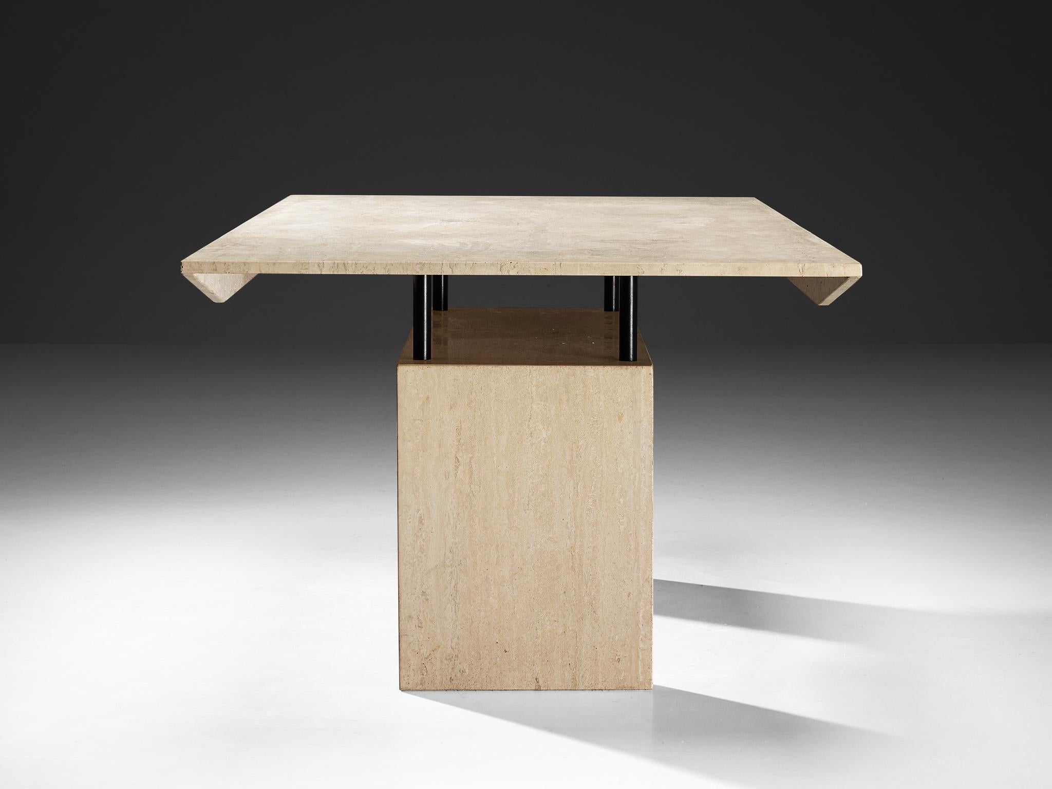 Late 20th Century Post-Modern Travertine Rectangular Dining Table from Italy