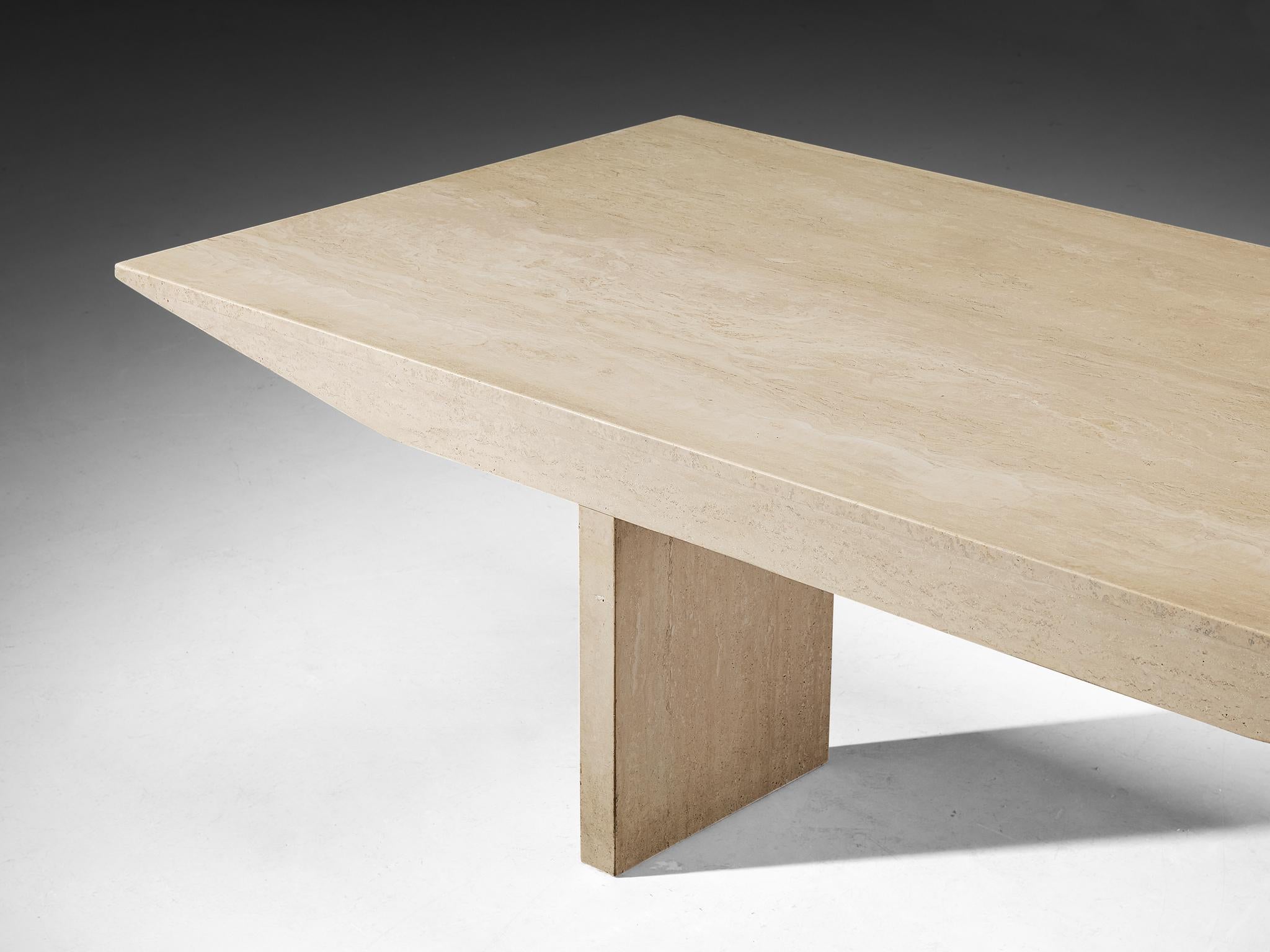 Steel Post-Modern Travertine Rectangular Dining Table from Italy