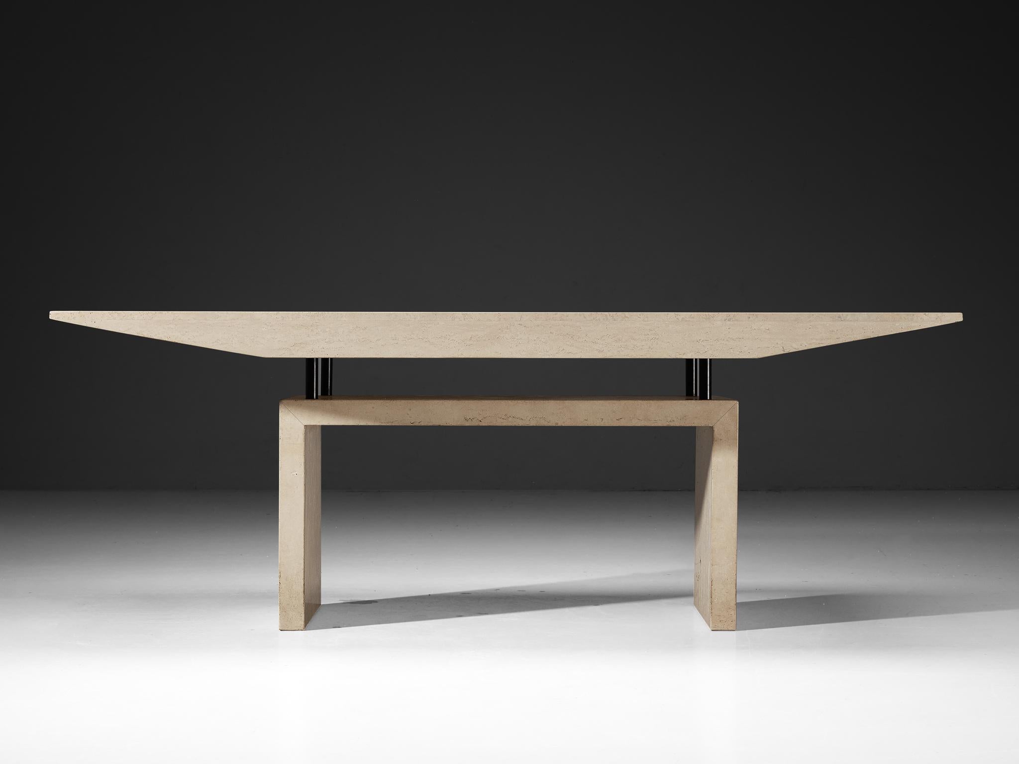 Post-Modern Travertine Rectangular Dining Table from Italy 1