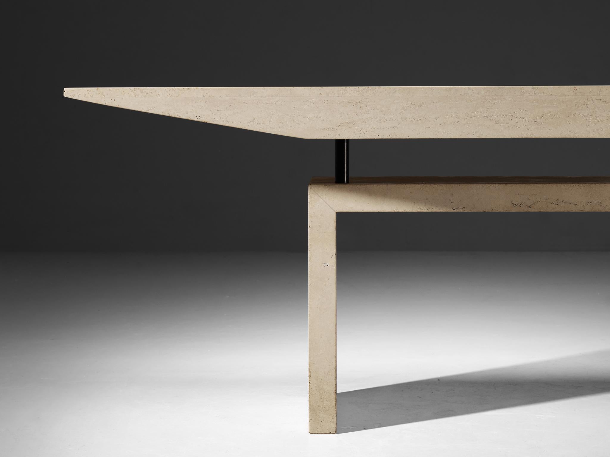 Post-Modern Travertine Rectangular Dining Table from Italy 2