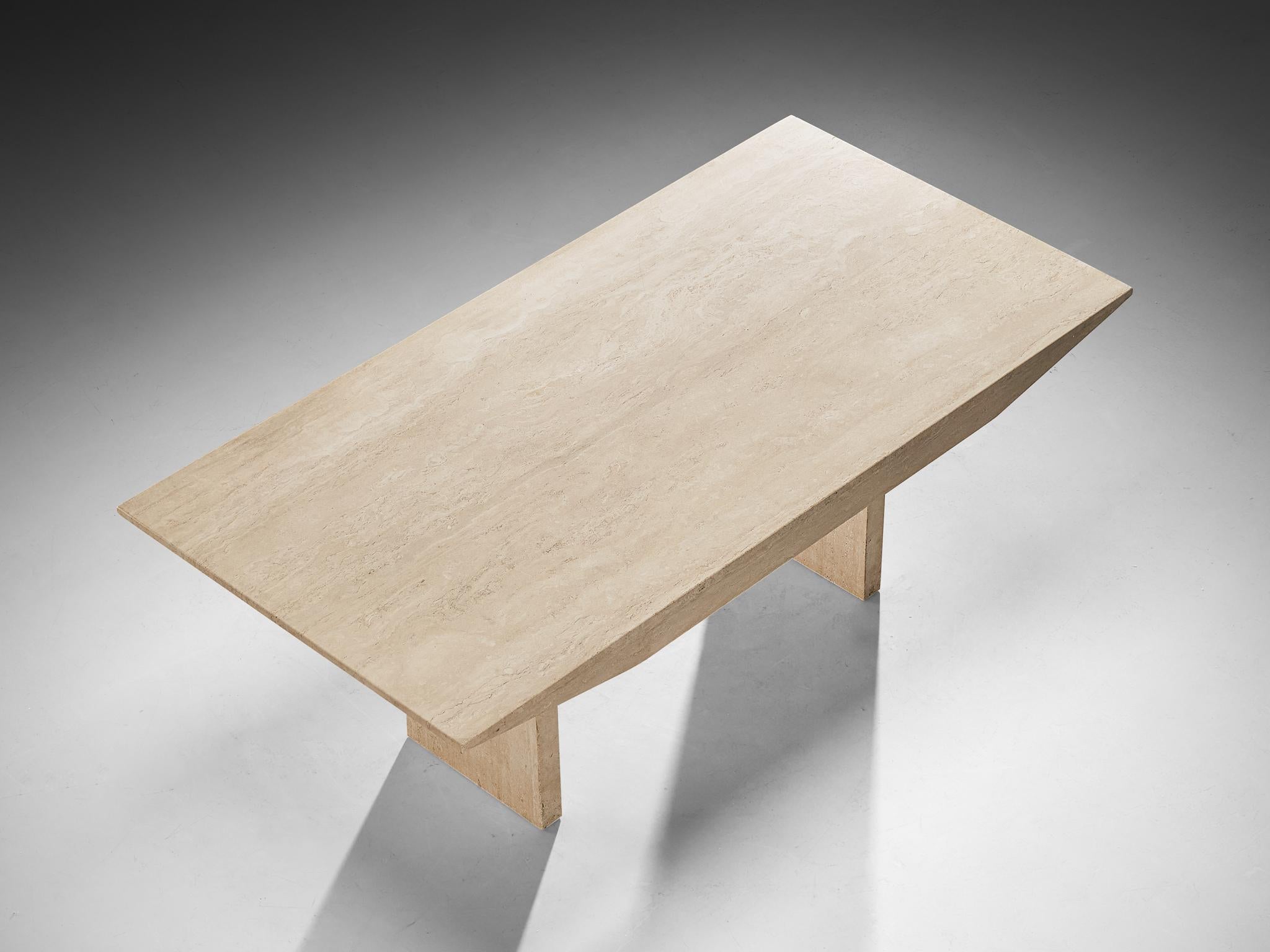 Post-Modern Travertine Rectangular Dining Table from Italy 3