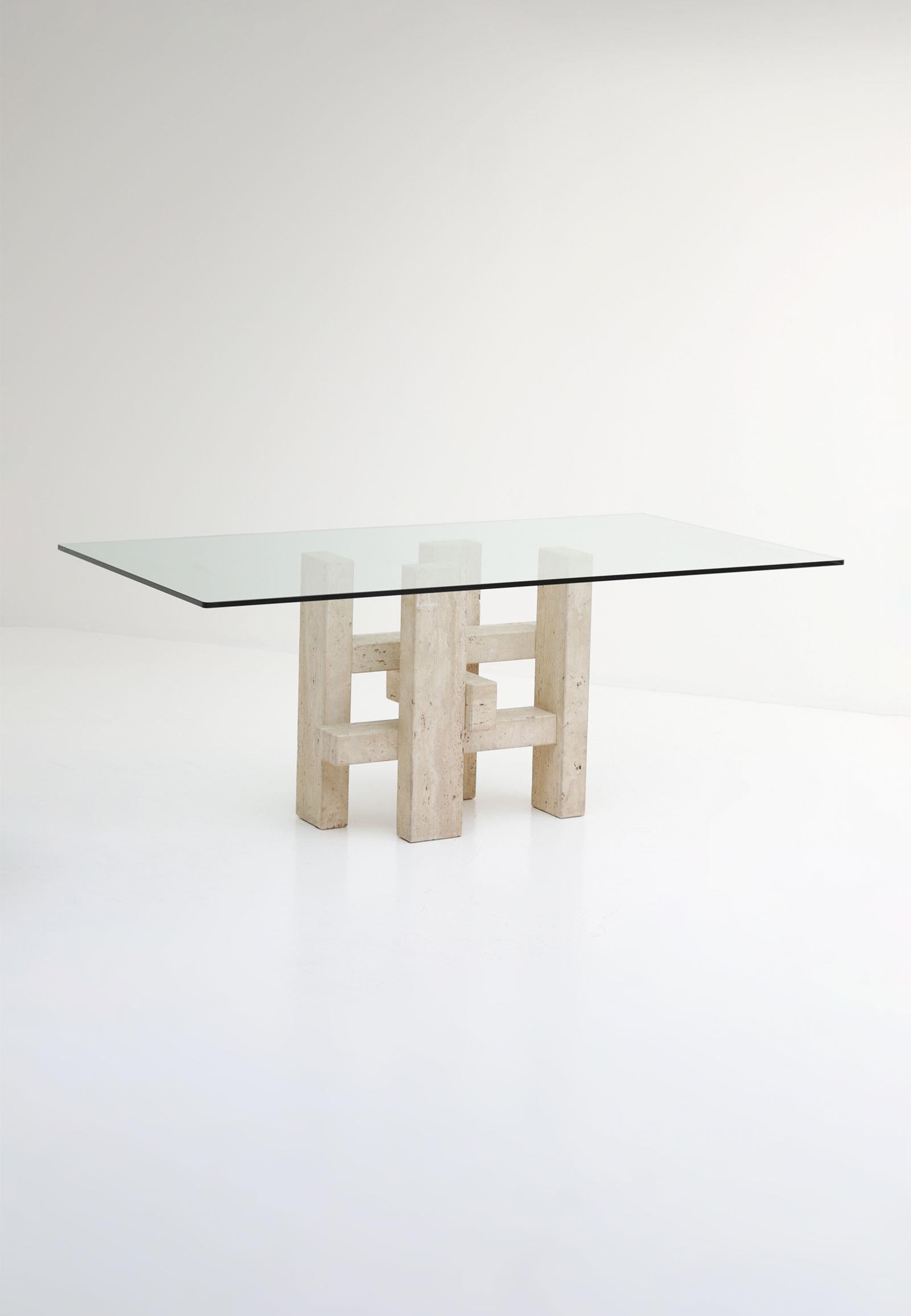 Postmodern Travertine Sculptural Dining Table 1