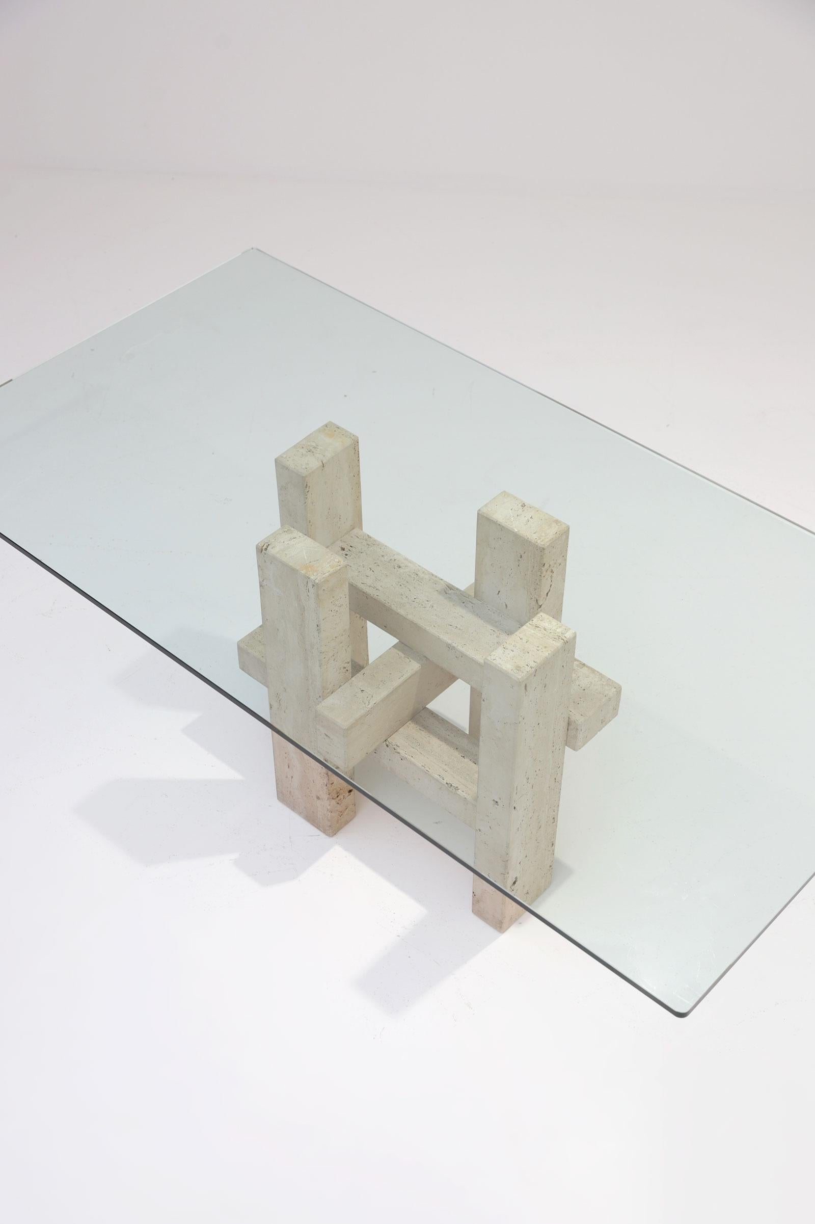 20th Century Postmodern Travertine Sculptural Dining Table